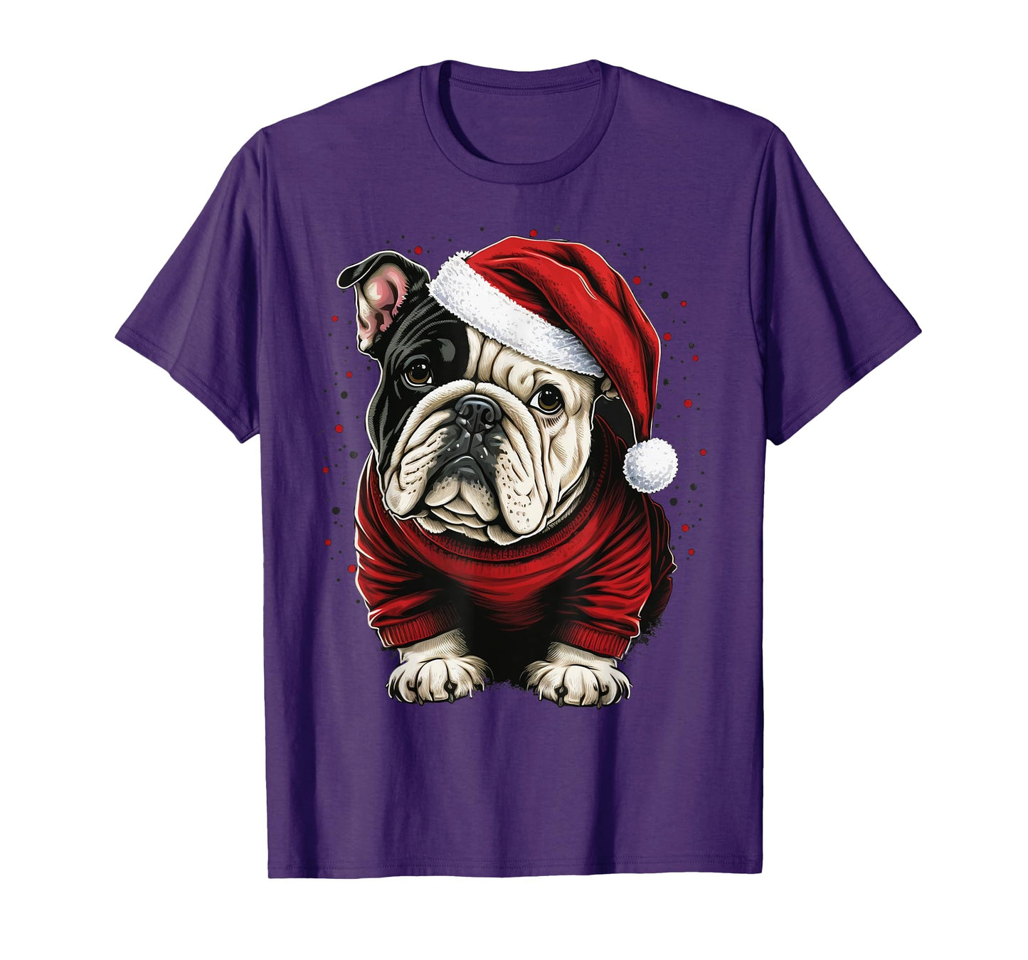 Xmas Bulldog Santa on Christmas Bulldog T-Shirt for Men Women Kids