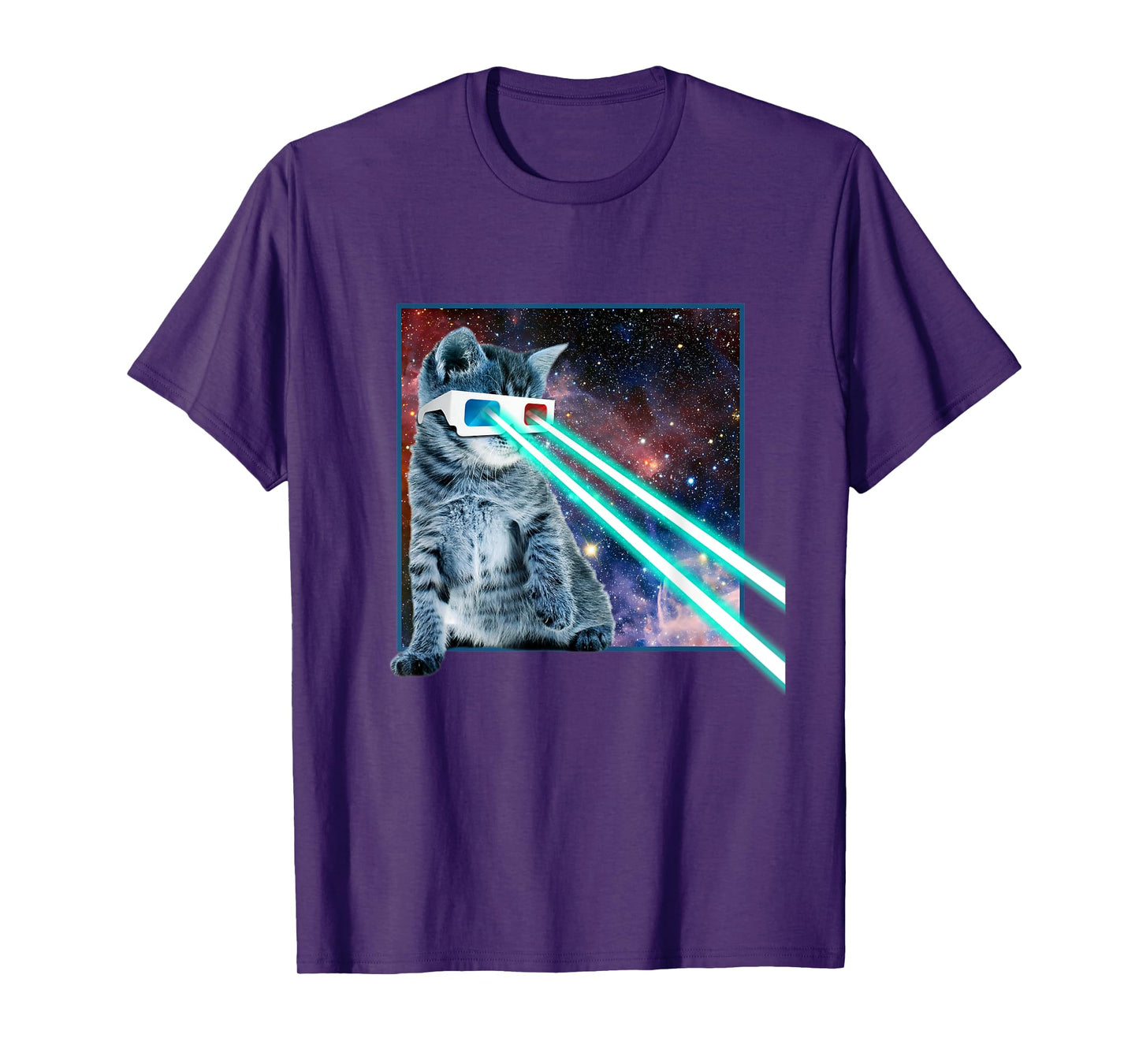 Laser Eye Cat | 3D Glasses | Kitty Galaxy Space Xmas Gift T-Shirt for Men Women Kids