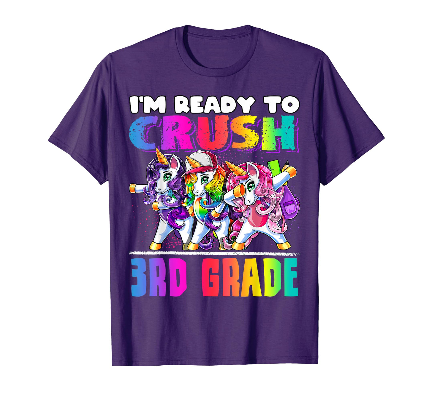 Crush 3rd Grade Dabbing Unicorn Back to School Backpack Girl T-Shirt