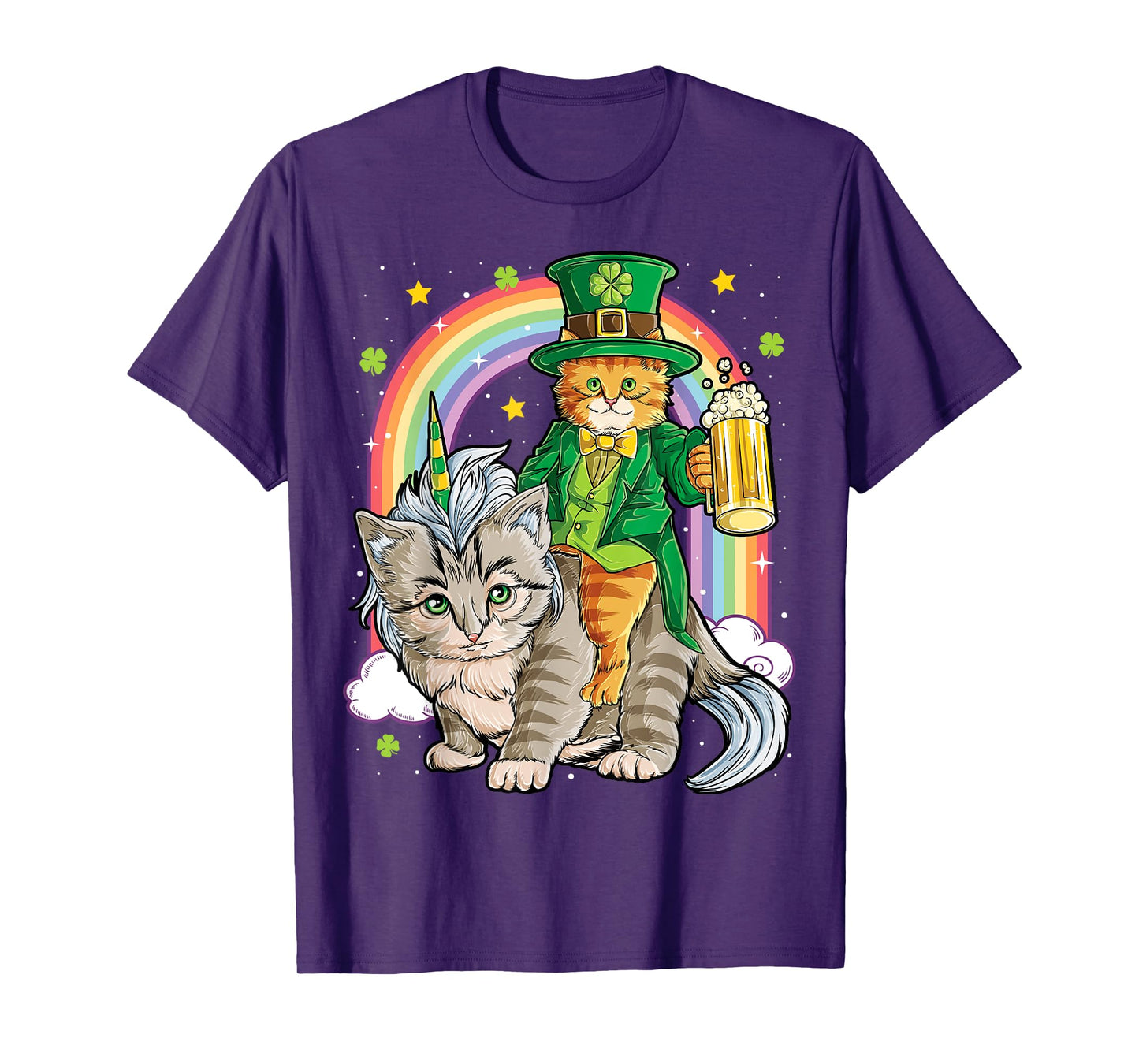 Cat St Patricks Day Leprechaun Riding Caticorn Unicorn Women T-Shirt