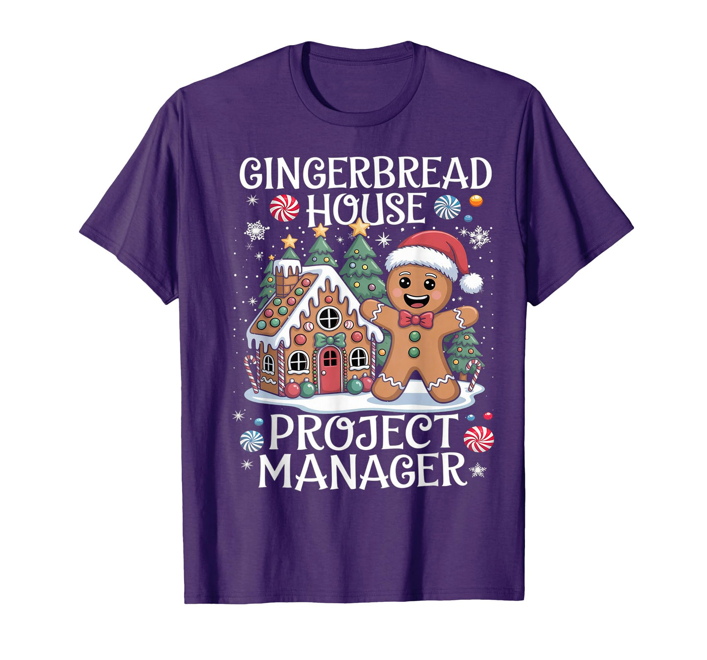 Gingerbread House Project Manager Decorating Baking Xmas T-Shirt
