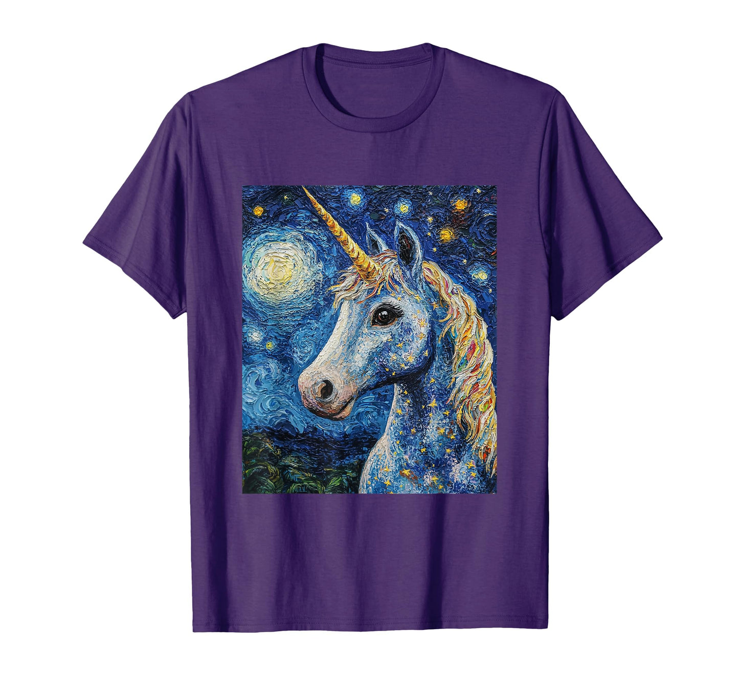 Cute Unicorn - Van Gogh Style - Starry Night T-Shirt