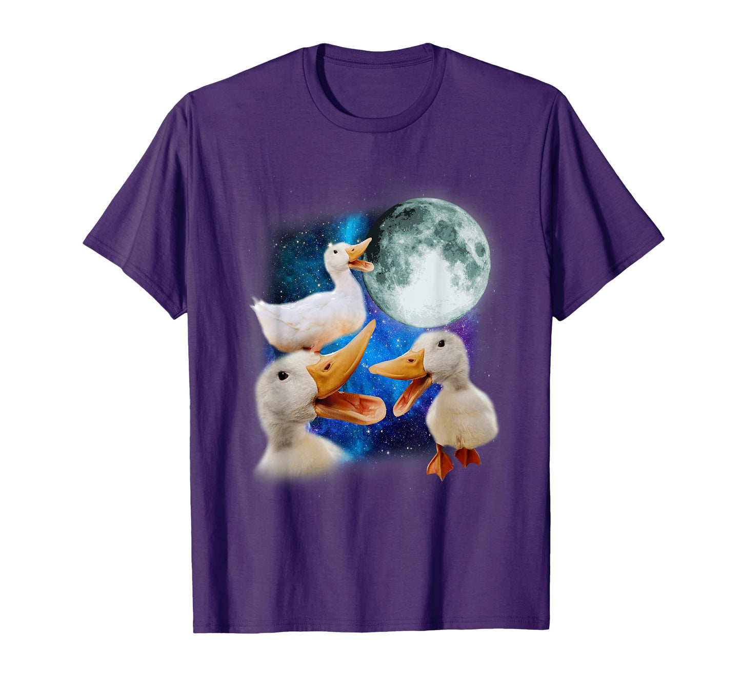 3 Ducks Howl At Moon Funny Weird Cursed Pekin Duck Lover T-Shirt