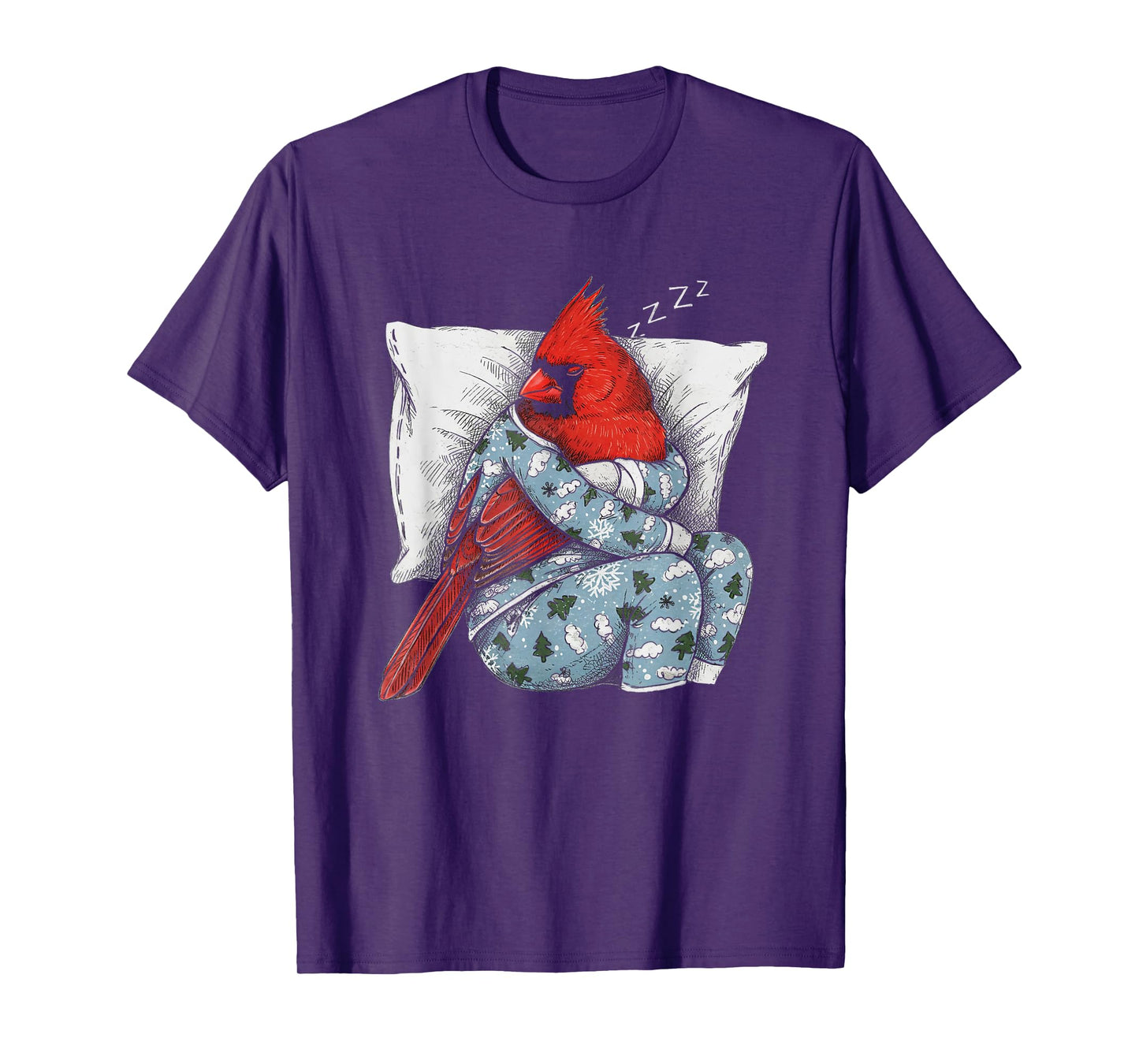 Funny Sleepy Cardinal Bird Pajama Women Men Boys And Girls T-Shirt