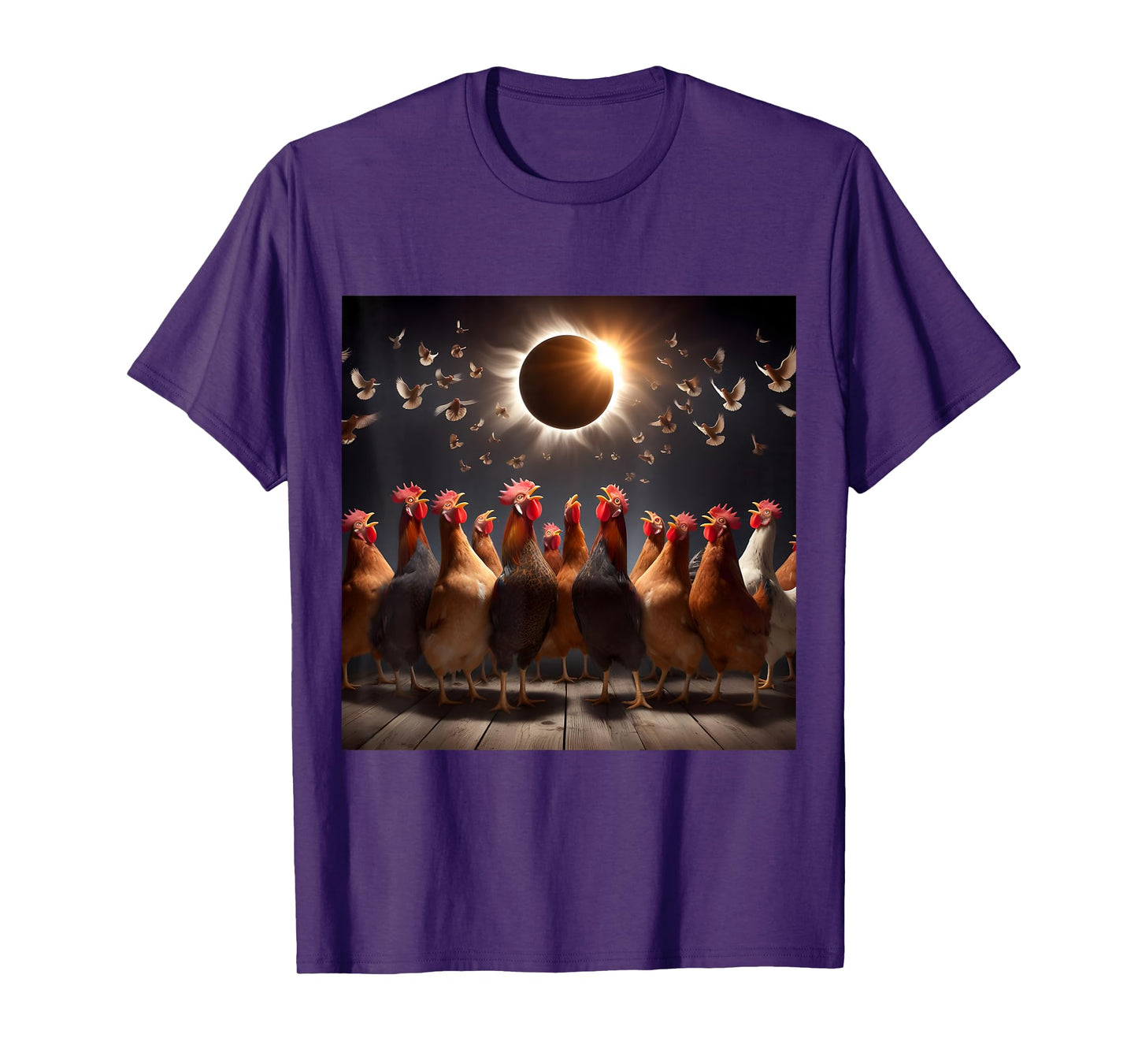 Chicken And The Total Solar Sun Eclipse 8.04.24 2024 Chicken T-Shirt