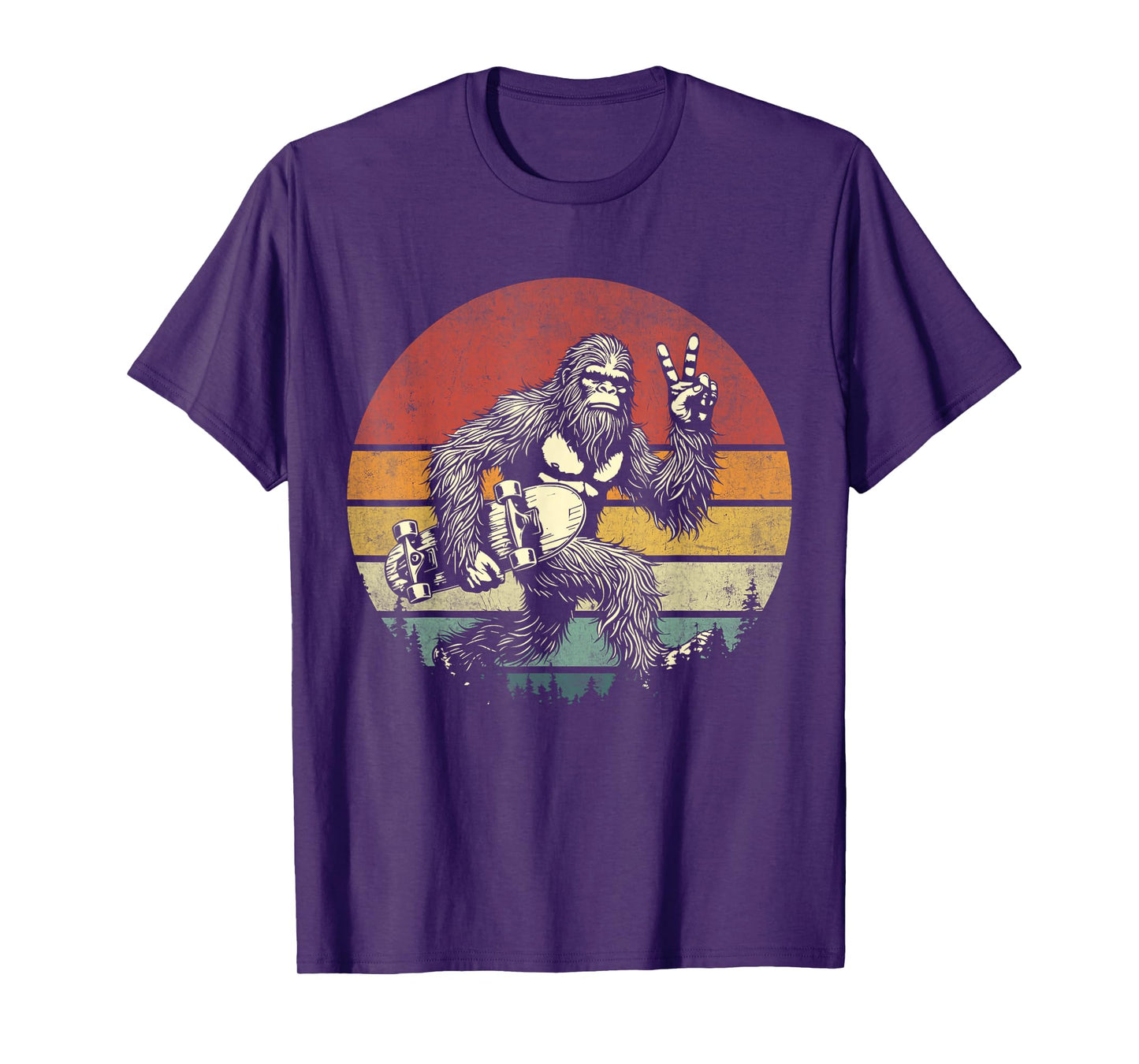 Funny Retro Bigfoot Skater Vintage Sasquatch Skateboarding T-Shirt