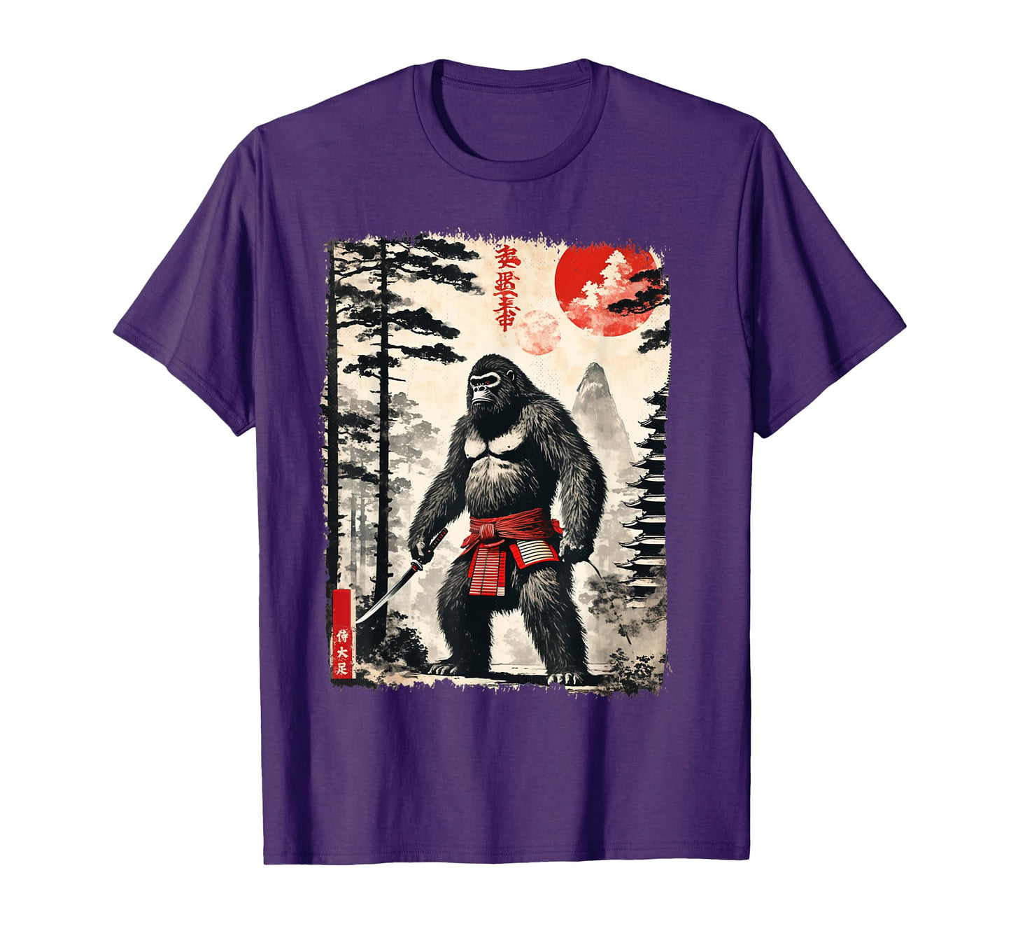 Funny Samurai Bigfoot Japanese Ukiyo-e Art Vintage Graphic T-Shirt