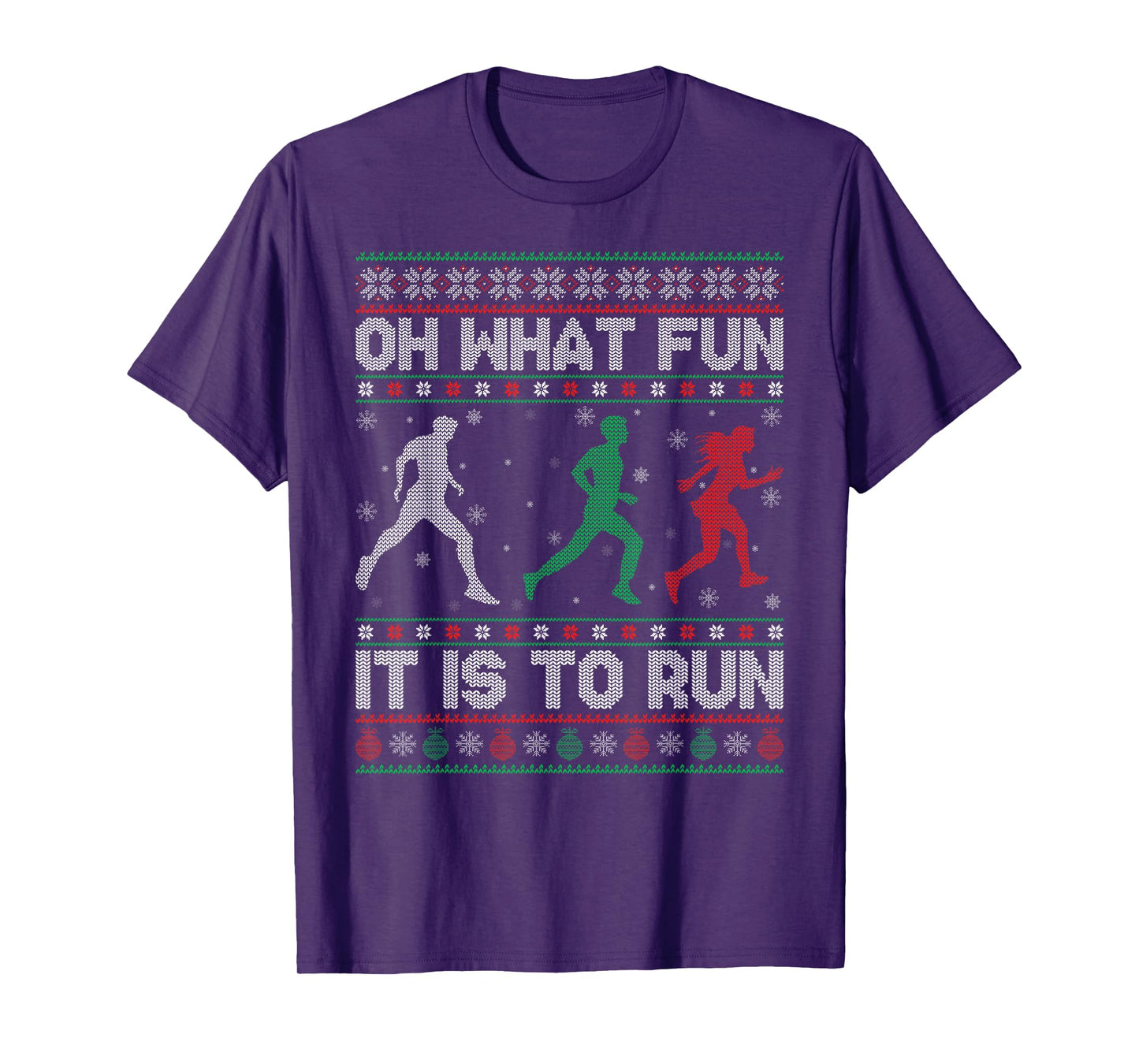 Oh What Fun is It to Run Ugly Christmas Sweater Running Xmas T-Shirt