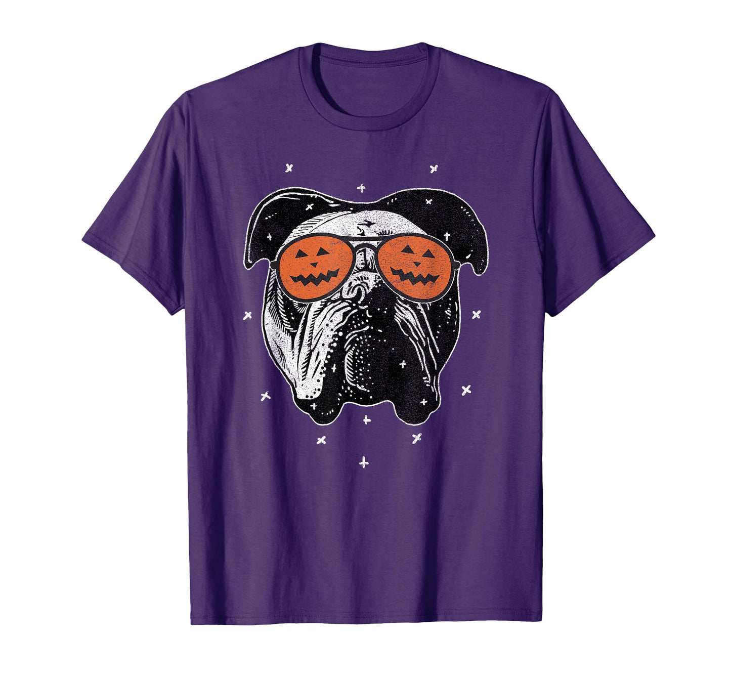 English Dog Wearing Pumpkin Sunglasses | Halloween Bulldog T-Shirt for Men Women Kids