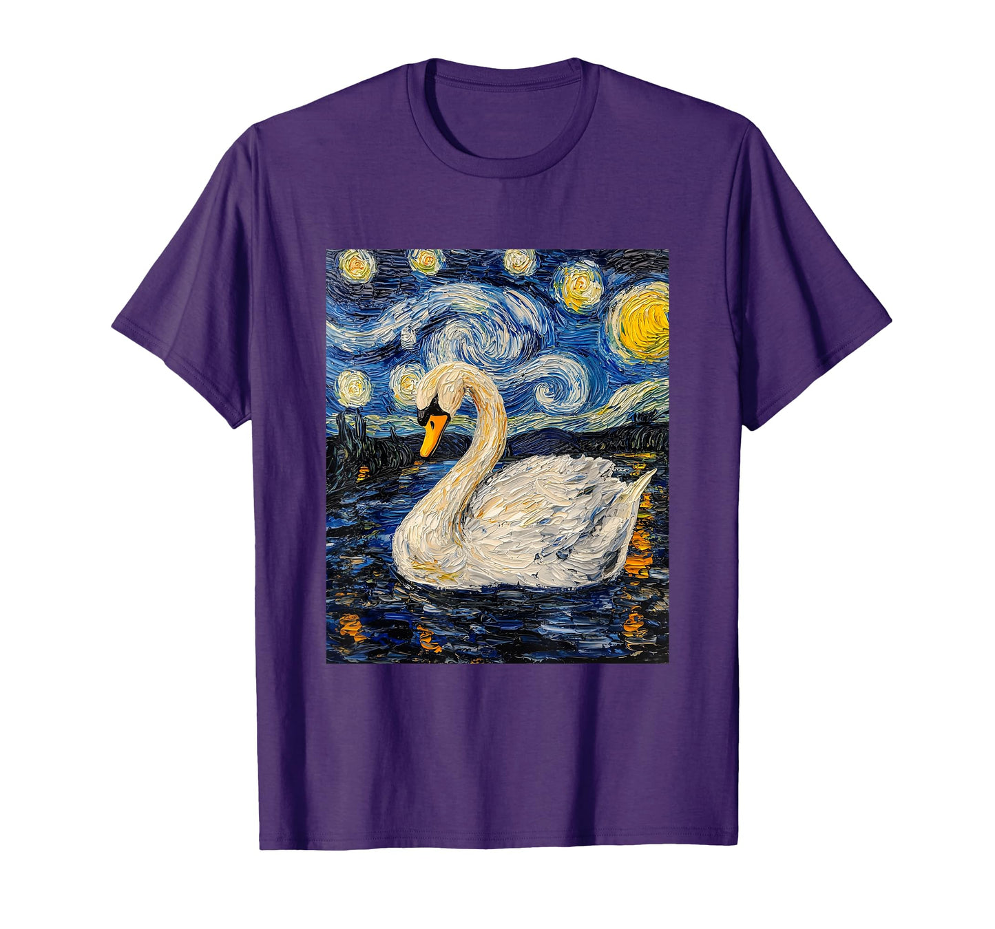 Cute Swan Bird - Van Gogh Style - Starry Night T-Shirt