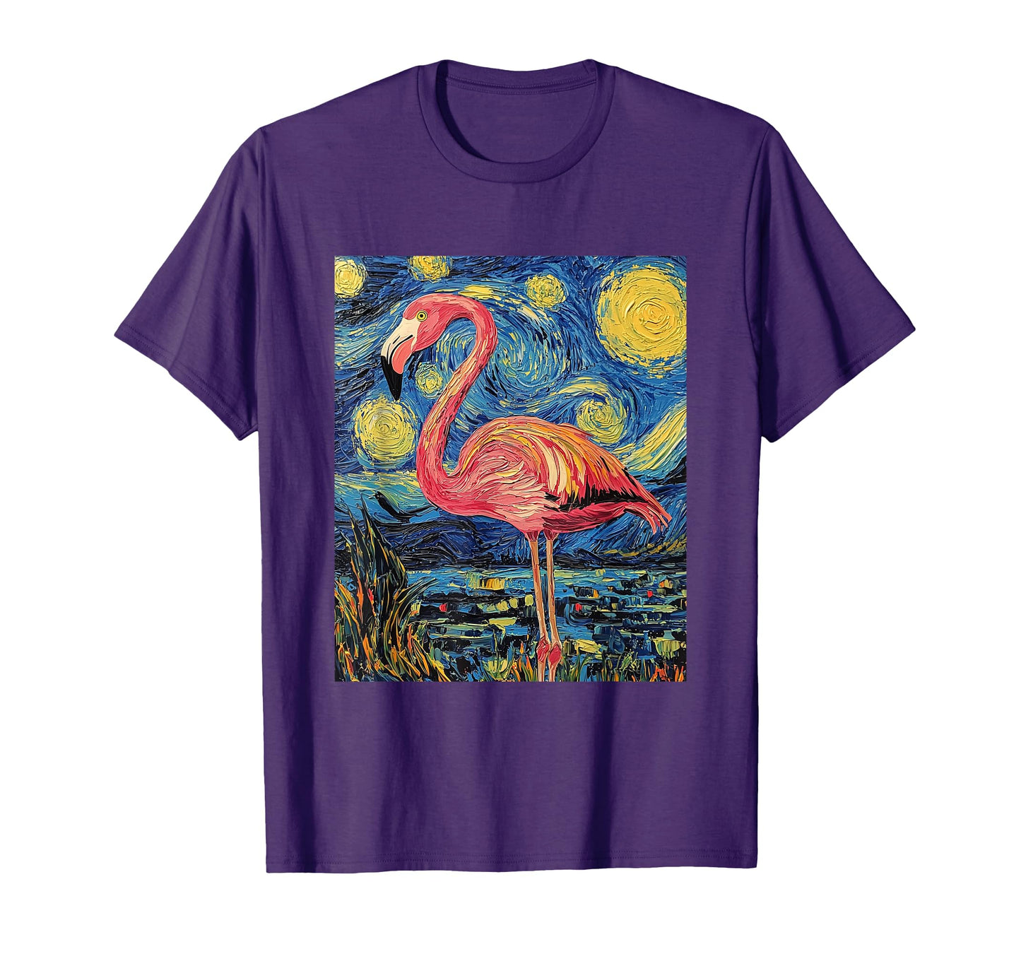 Cute Flamingo - Van Gogh Style - Starry Night T-Shirt