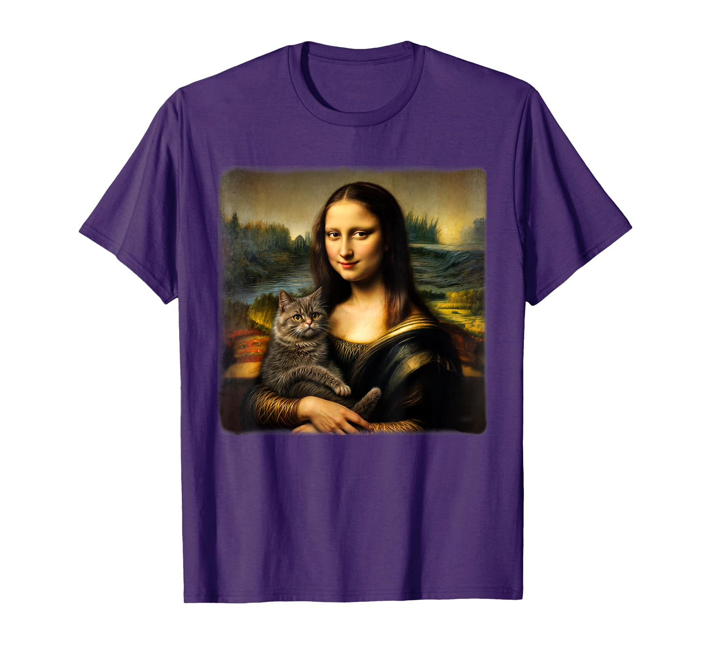 Mona Lisa Holding Cat Cute Cat Mom Cat Dad Cats Lover Kitty T-Shirt for Men Women Kids