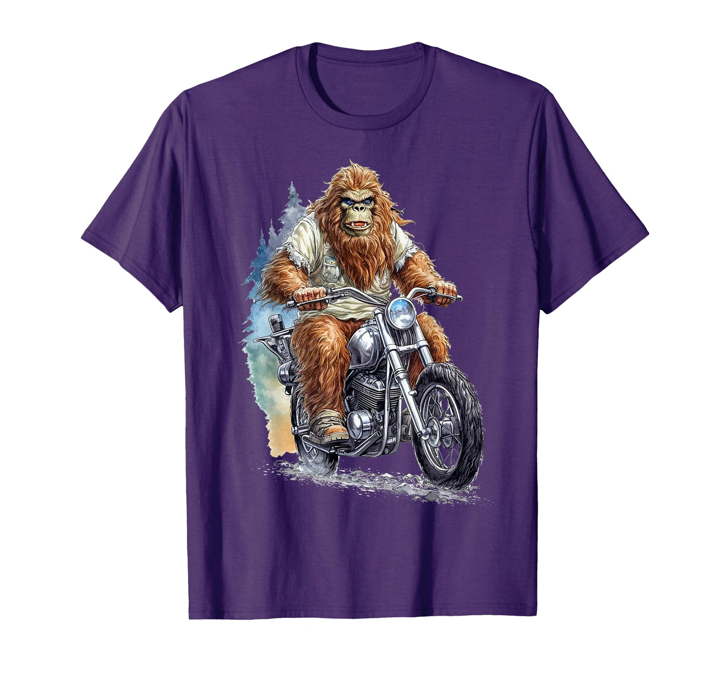 Bigfoot Riding Motorcycle Bike Funny Bigfoot Sasquatch Biker T-Shirt