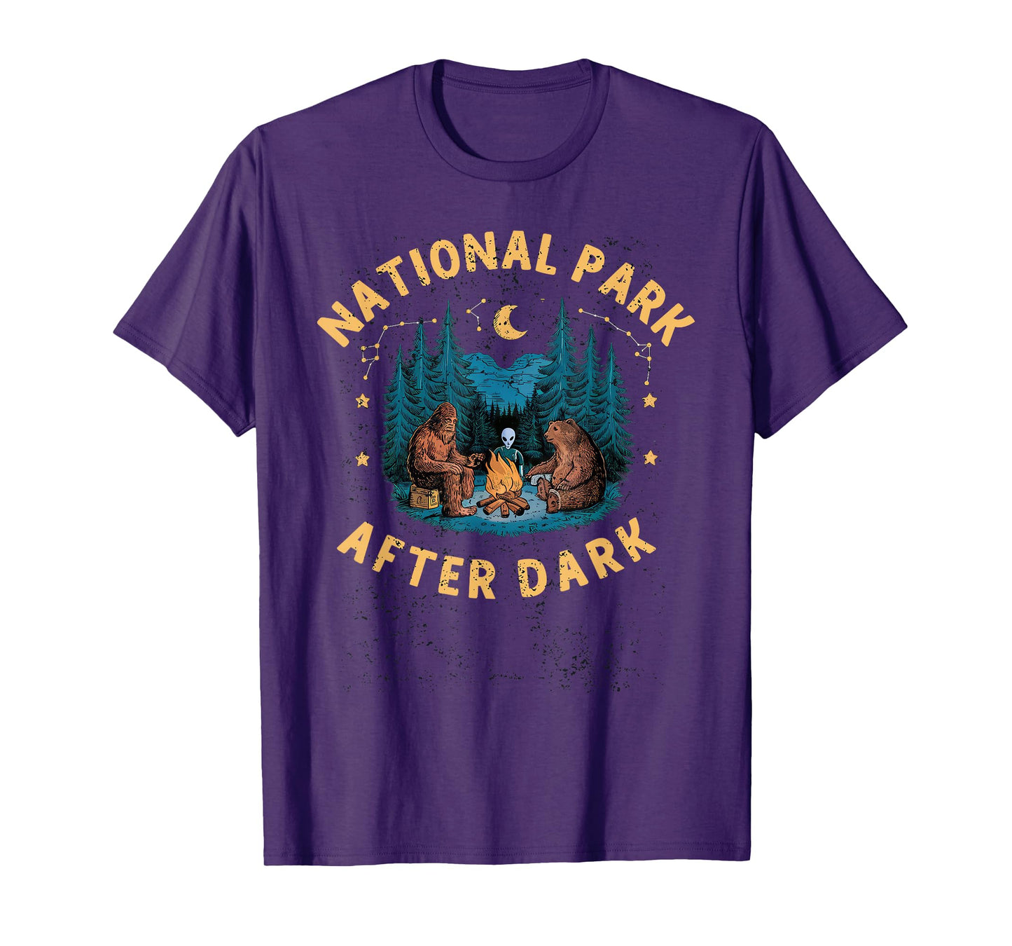National Park After Dark Funny Bigfoot Alien Camping T-Shirt