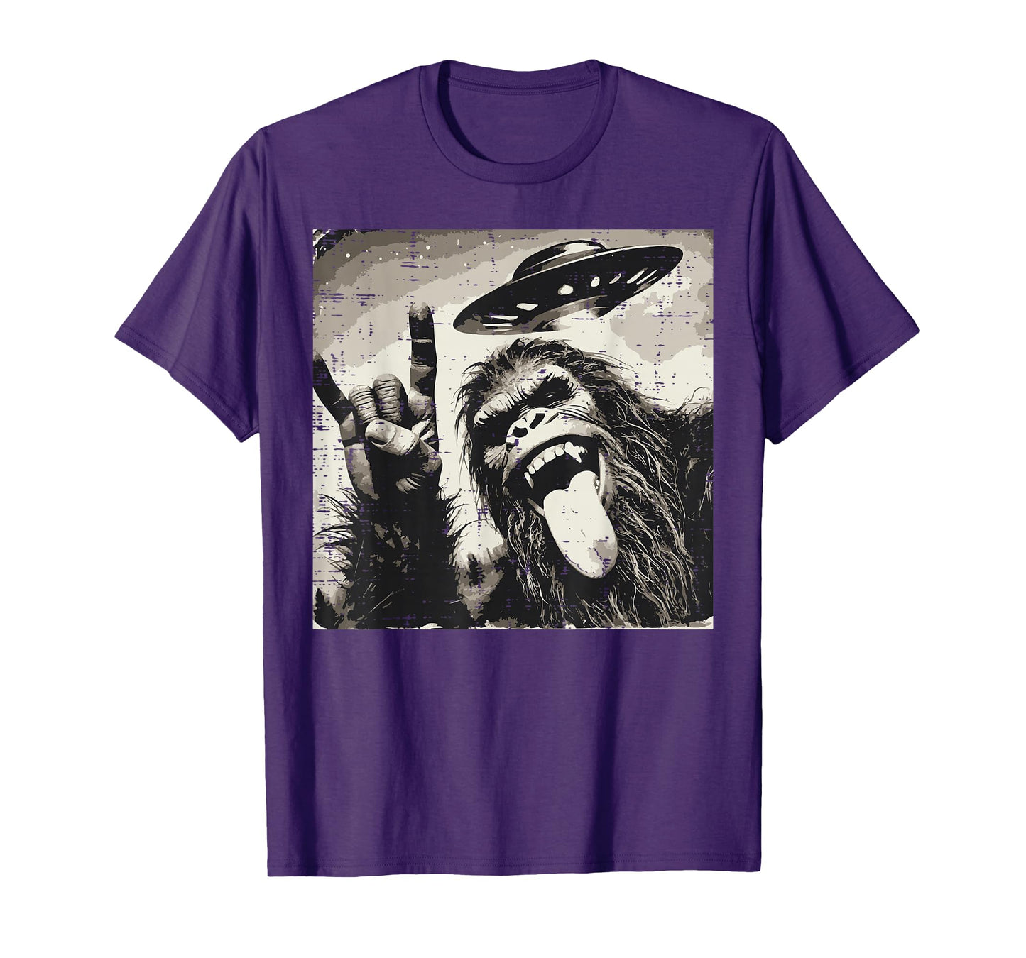Bigfoot Rocker Tongue Ufo Selfie Sasquatch Rock Men Boys Kid T-Shirt