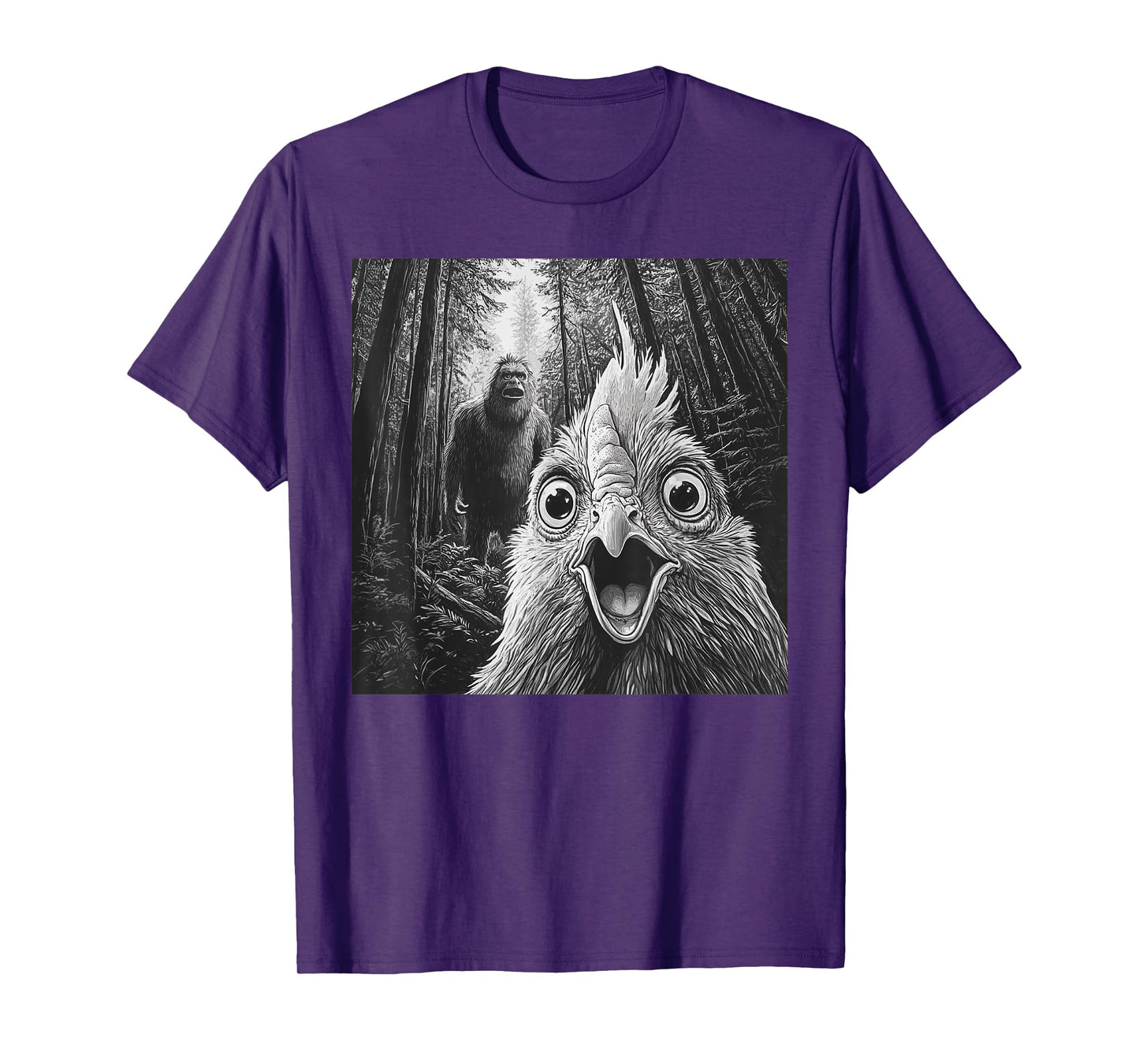 Chicken Selfie With Bigfoot Sasquatch Funny T-Shirt