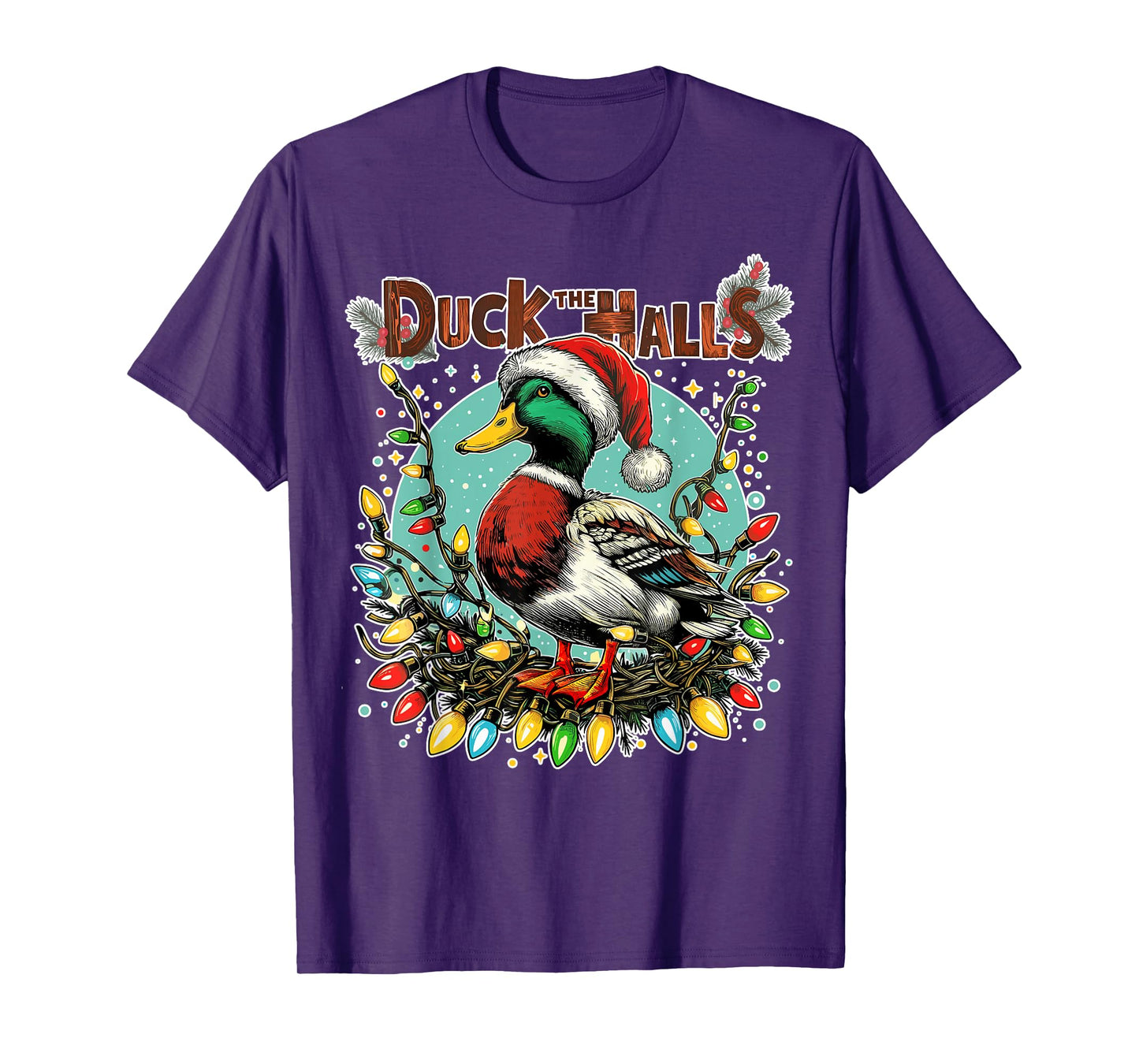 Retro Duck Christmas Lights Merry Ducking Christmas Animal T-Shirt