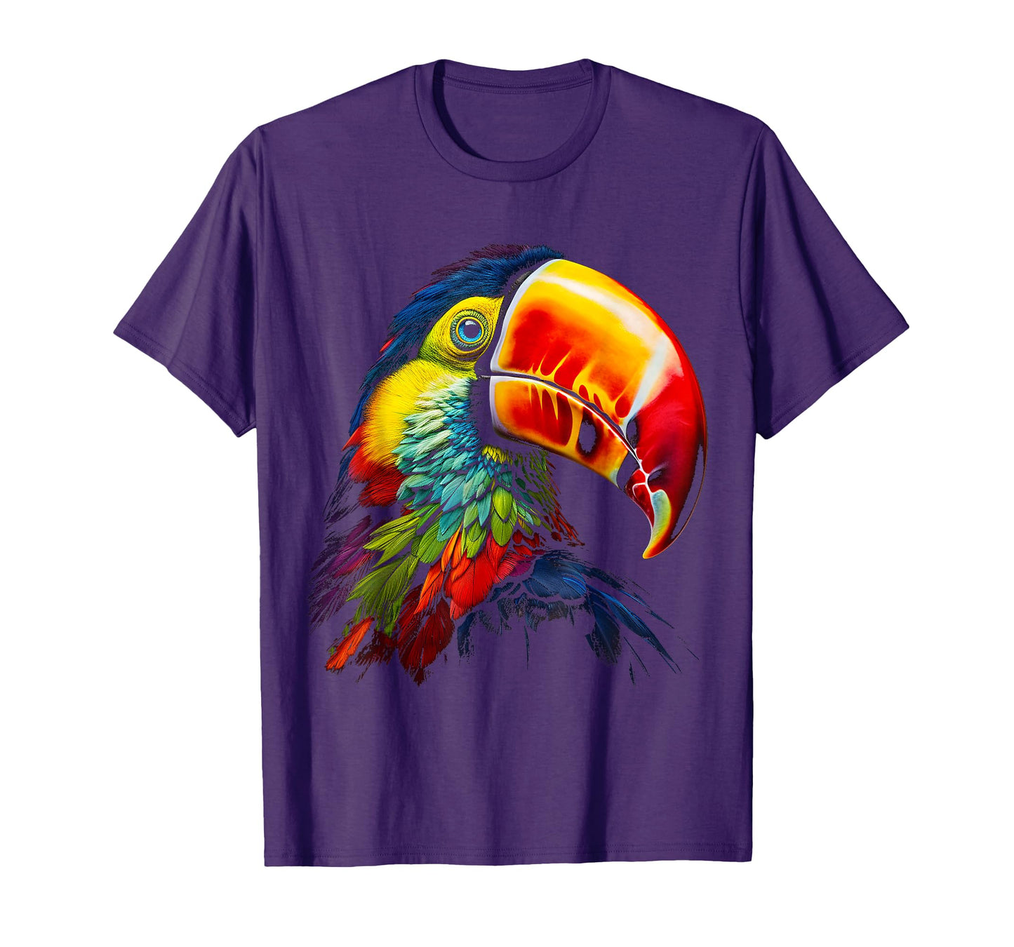 Toucan Bird Art Face Animal Coloful Motif Toucan T-Shirt