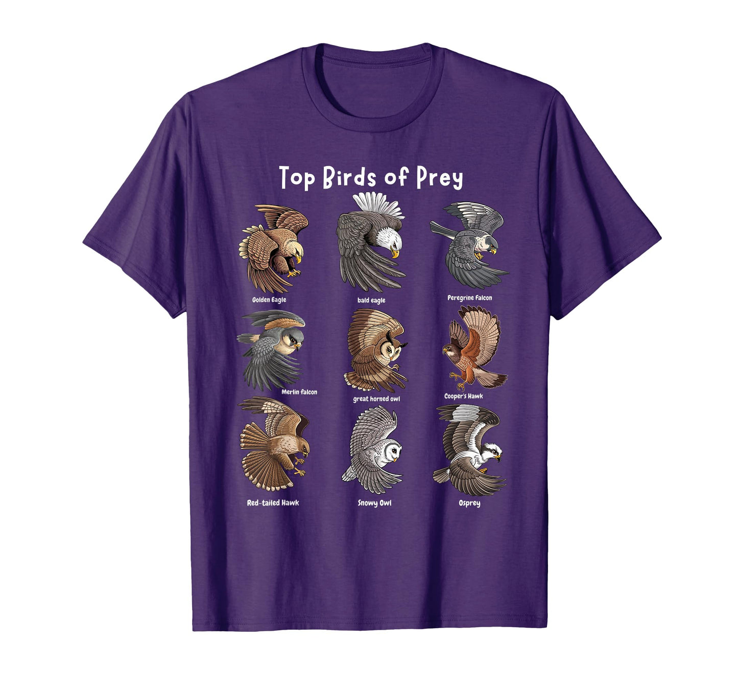 top Birds of Prey Educational top world predatory bird lover T-Shirt