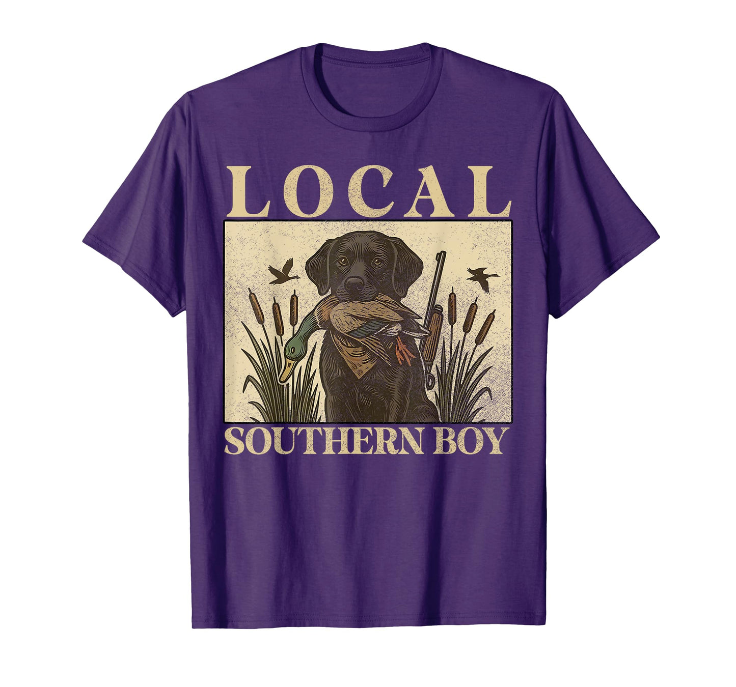 Local Southern Boy Duck Hunting Black Lab Outdoor Vintage T-Shirt