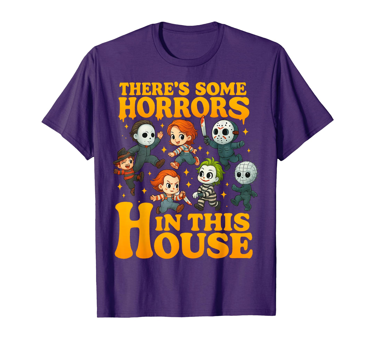 There's Some Horrors in This House Funny Horror Characters T-Shirt