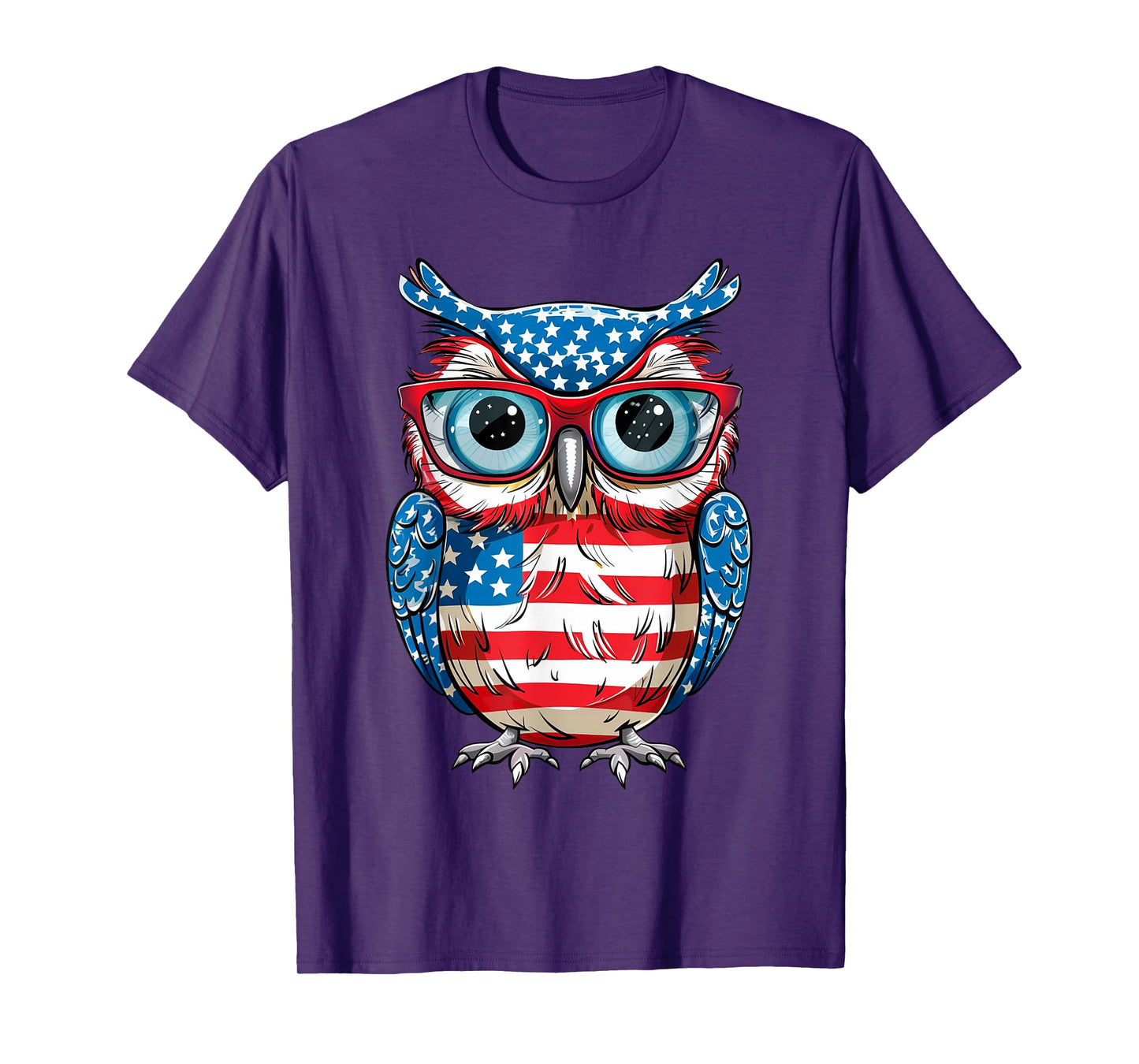 Owl American Flag 4th of July Day Animal Owl Gifts for Women T-Shirt