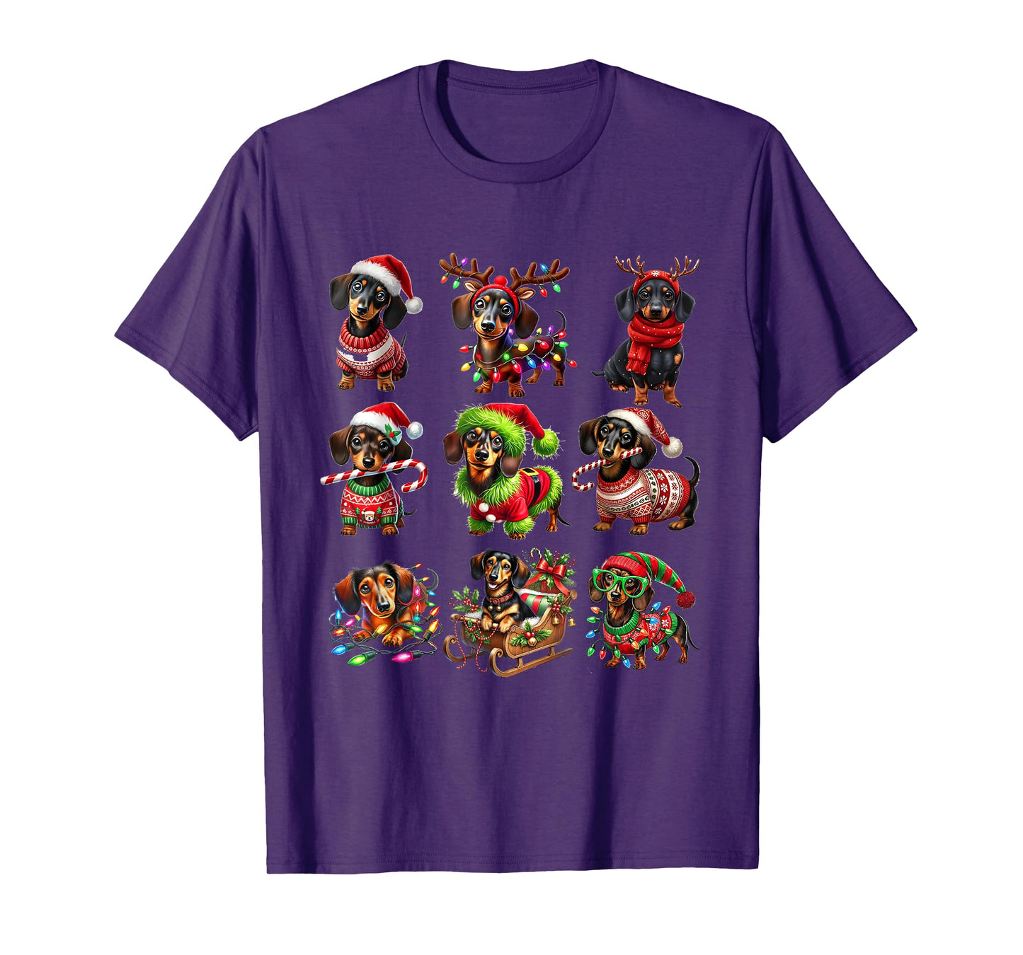 Dachshund Dogs Christmas Merry Woofmas Xmas For Dog Lover Men Women Kids T-Shirt
