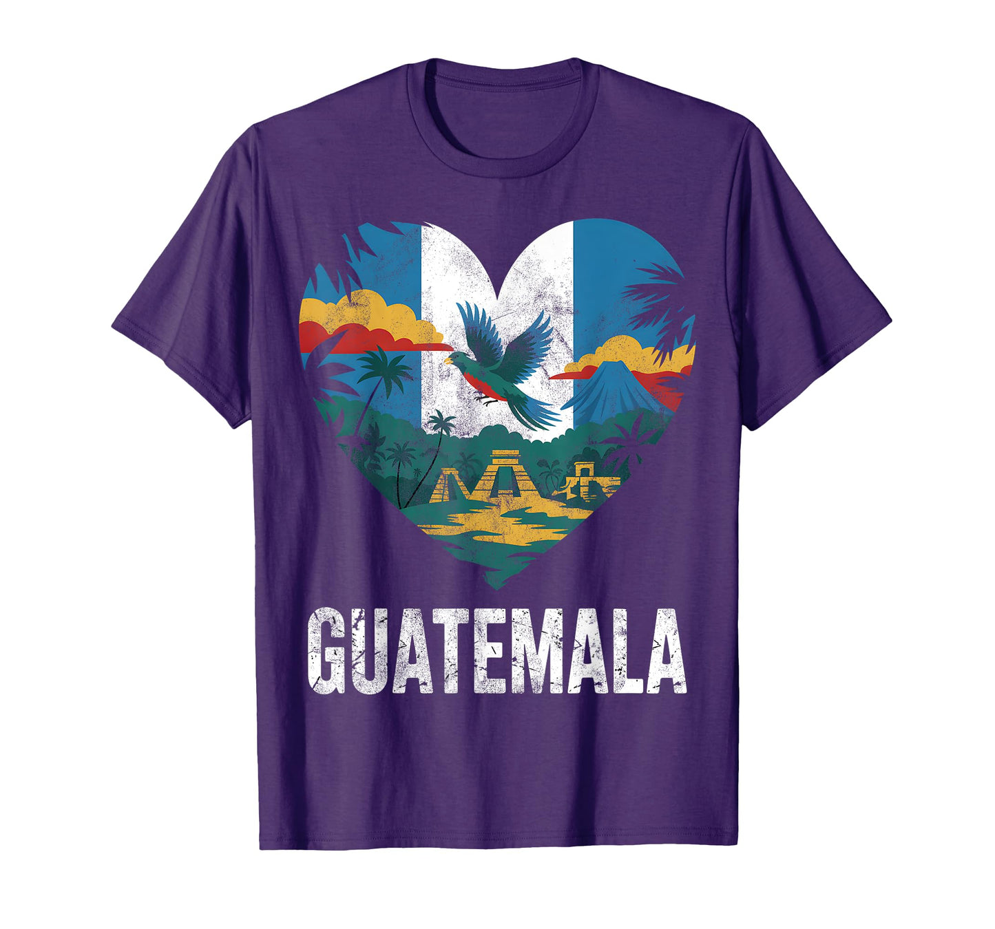 Guatemala Flag Heart Distressed T-Shirt