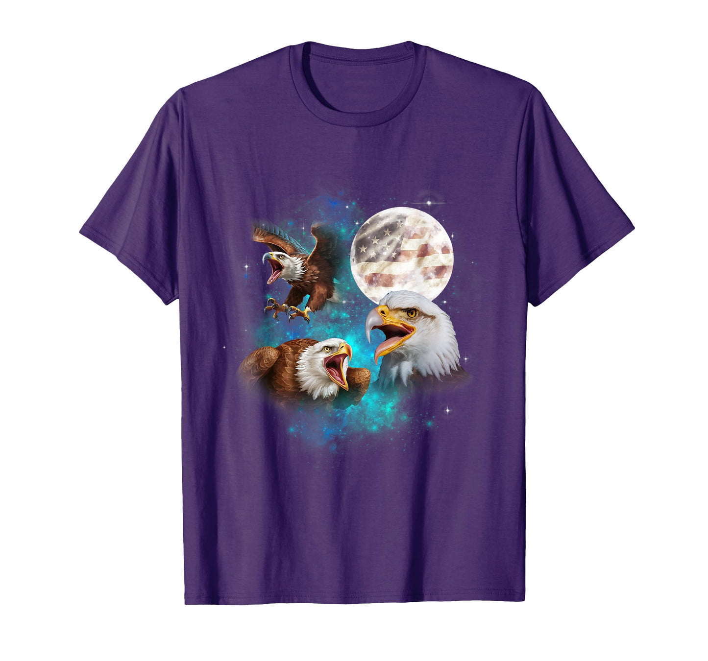 Bald Eagle USA flag American Flag Howl At Moon 4th of July T-Shirt