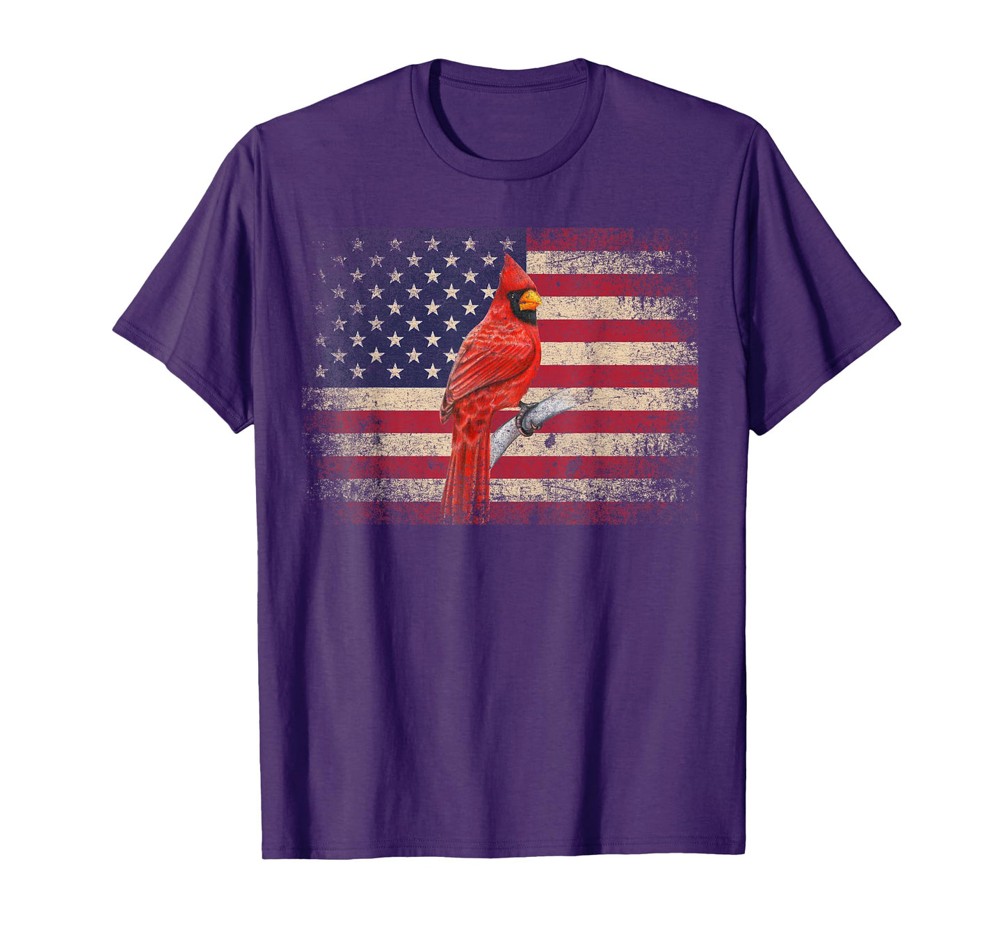 Cardinal Bird 4th of July Christmas Gift American Flag USA T-Shirt
