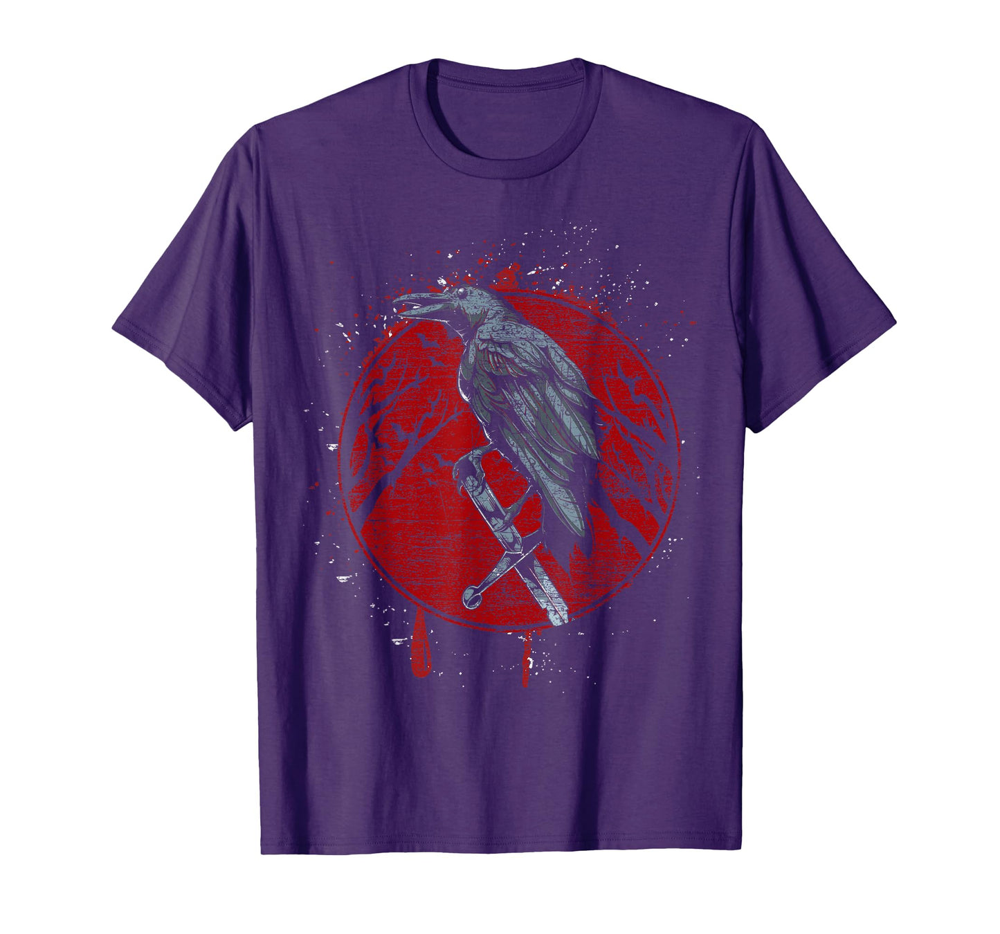 Halloween Raven Red Moon Spooky Night Crow T-Shirt