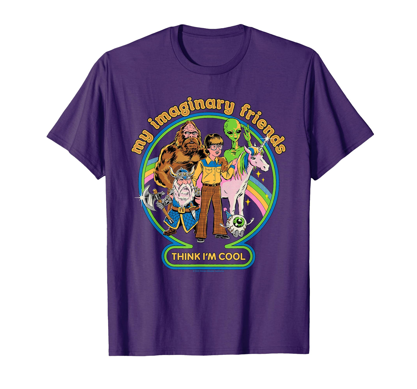 My Imaginary Friends Unicorn Alien Bigfoot Retro Adult Humor T-Shirt