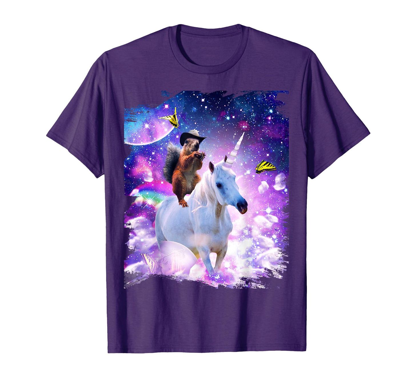 Random Galaxy Cowboy Squirrel Riding Unicorn T-Shirt