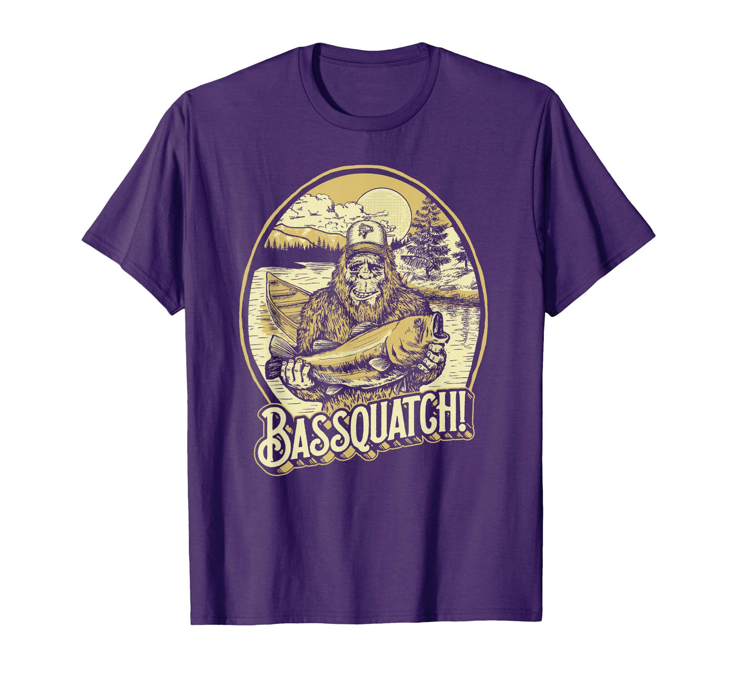 Bassquatch! Bass Fisherman Sasquatch Funny Bigfoot Fishing T-Shirt