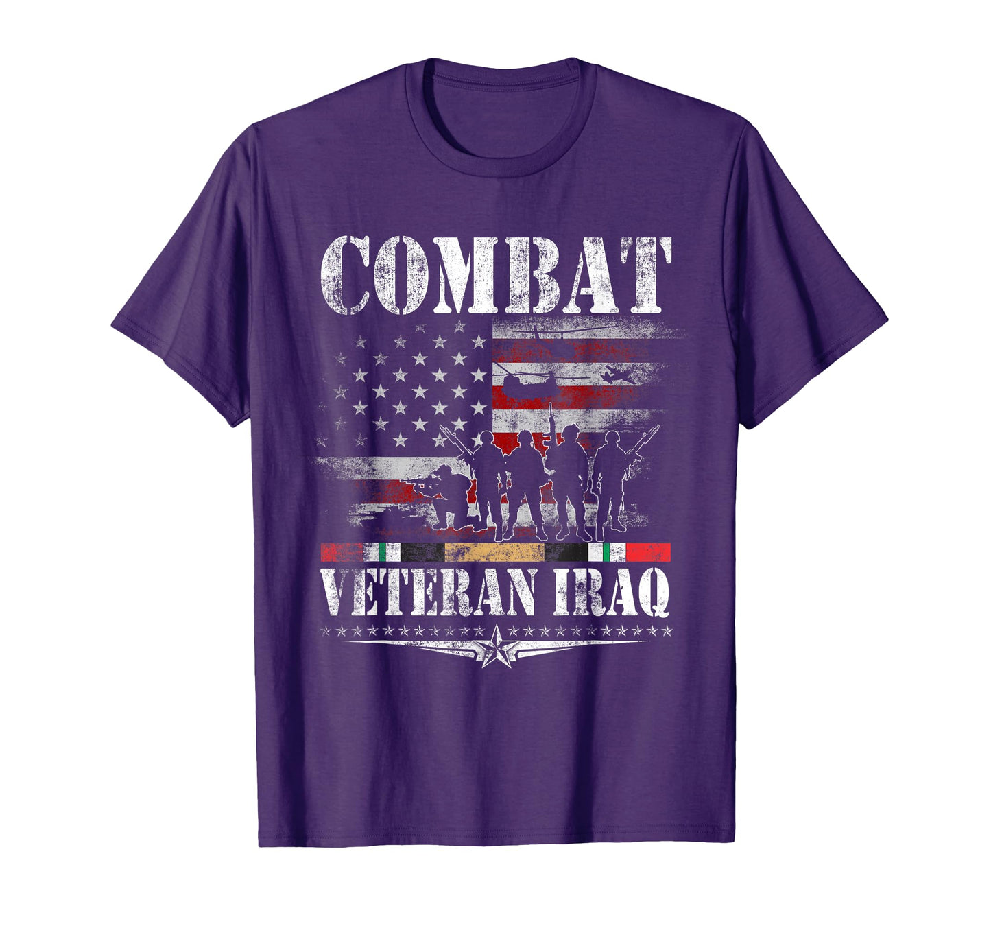 Combat Veteran Iraq T-Shirt Iraq War Service Flag Patriotic T-Shirt