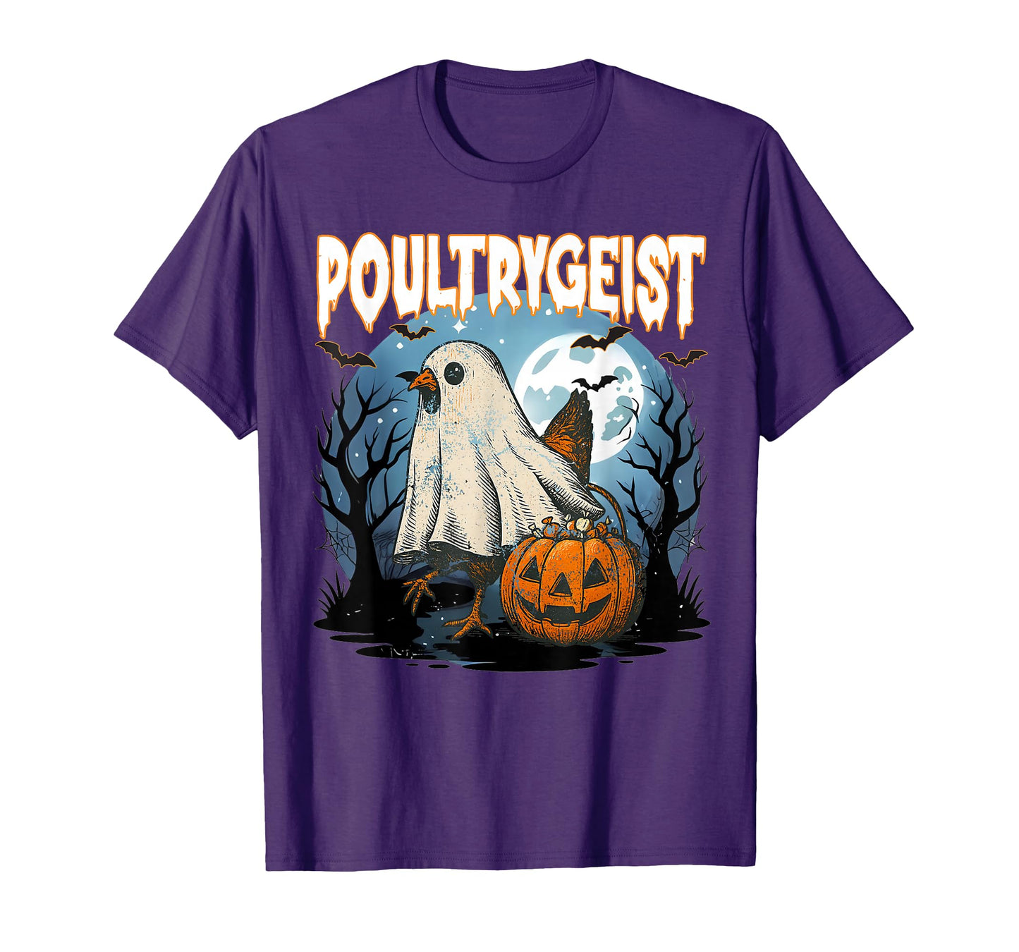 Poultrygeist Funny Halloween Chicken Ghost Costume Pumpkin T-Shirt