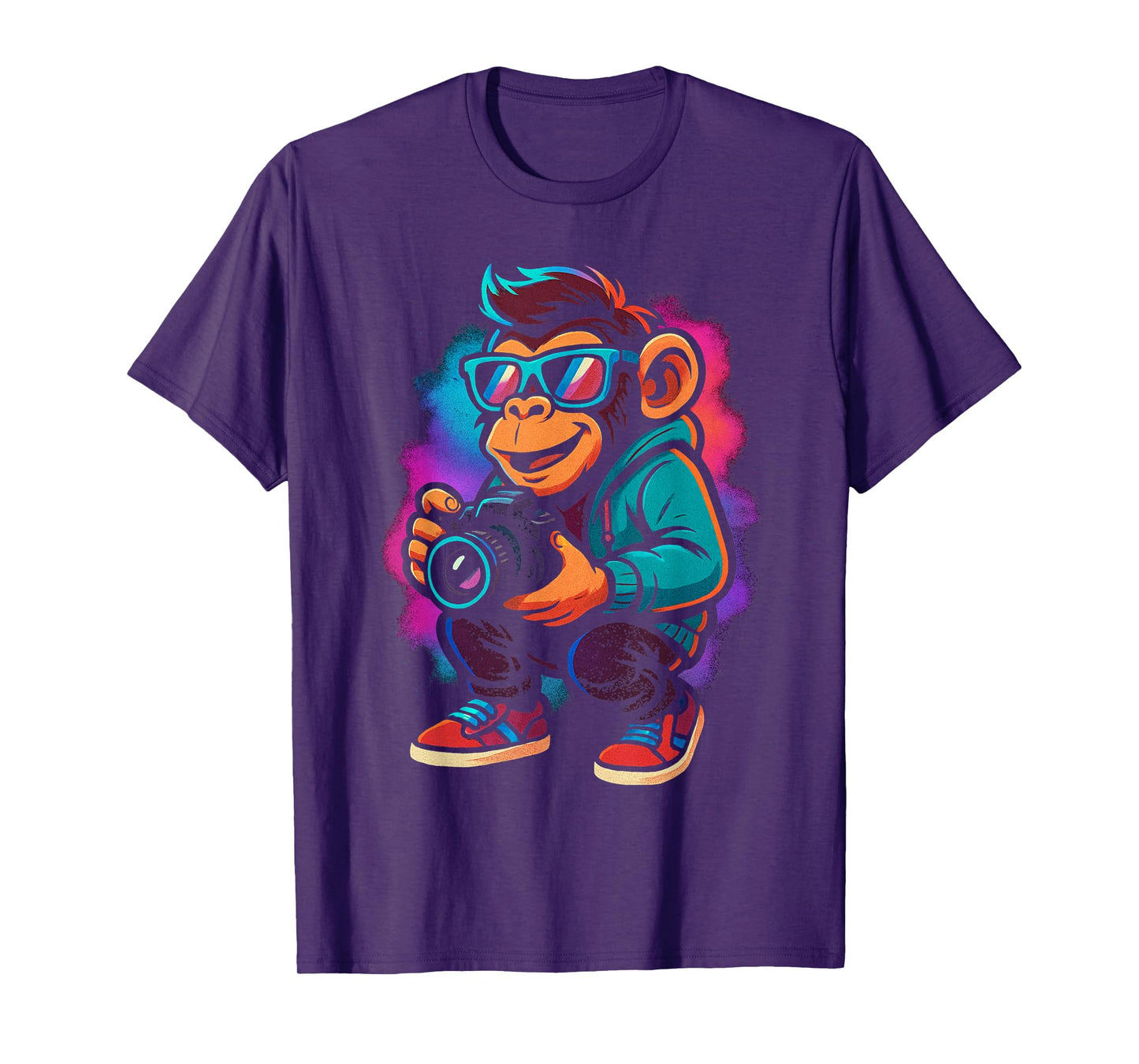 Funny Monkey Photographer Camera Animal Photography Lover T-Shirt
