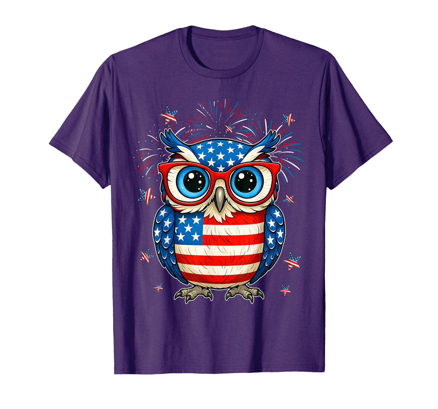 Cute Owl USA American Flag Independence Day 4th Of July Kids T-Shirt