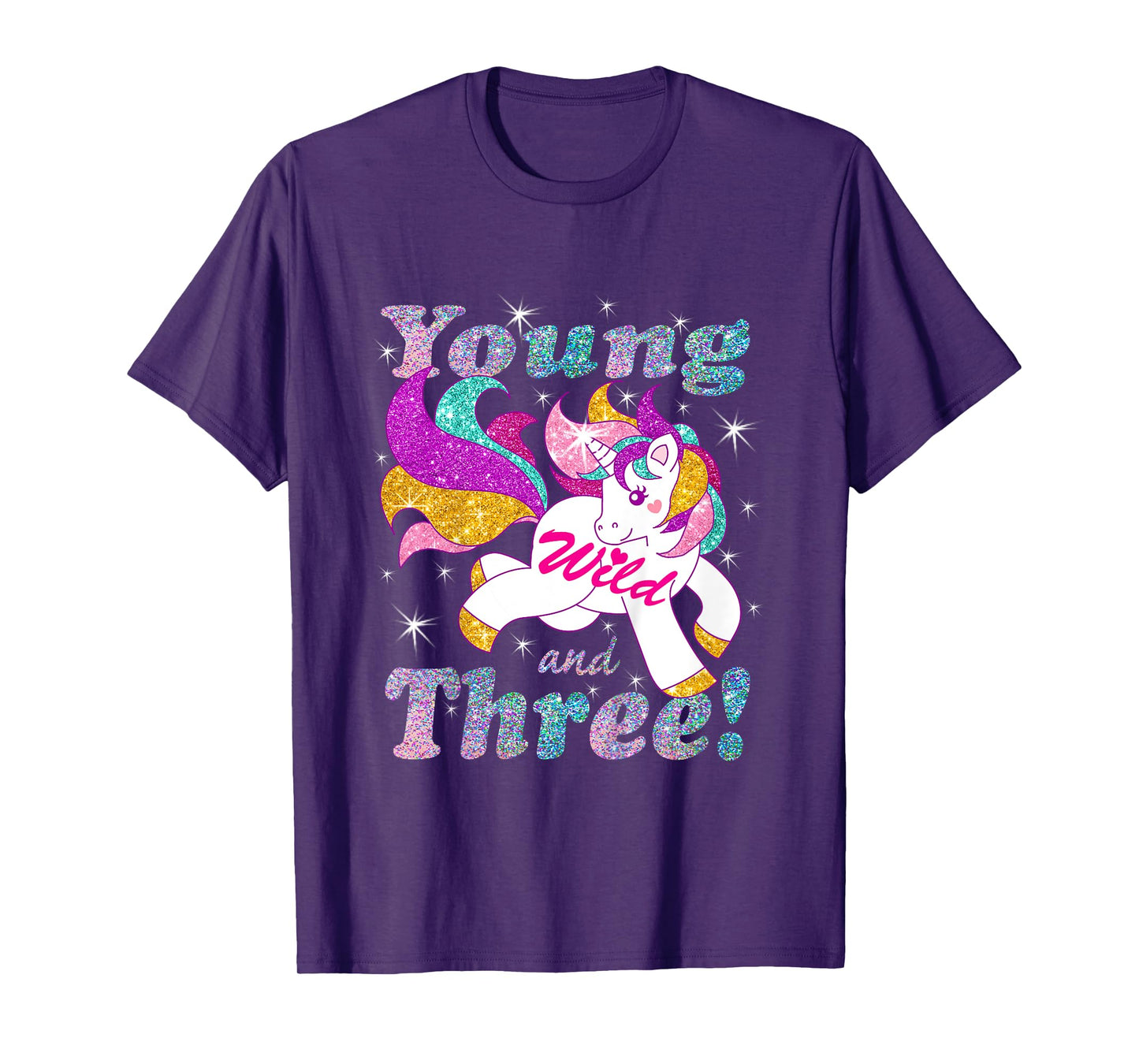 Young Wild and Three (3 year old) Birthday Shirt Girl Outfit T-Shirt