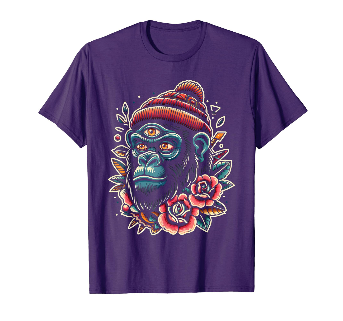 Three Eyed Gorilla Monkey Traditional Tattoo Artist Inked T-Shirt