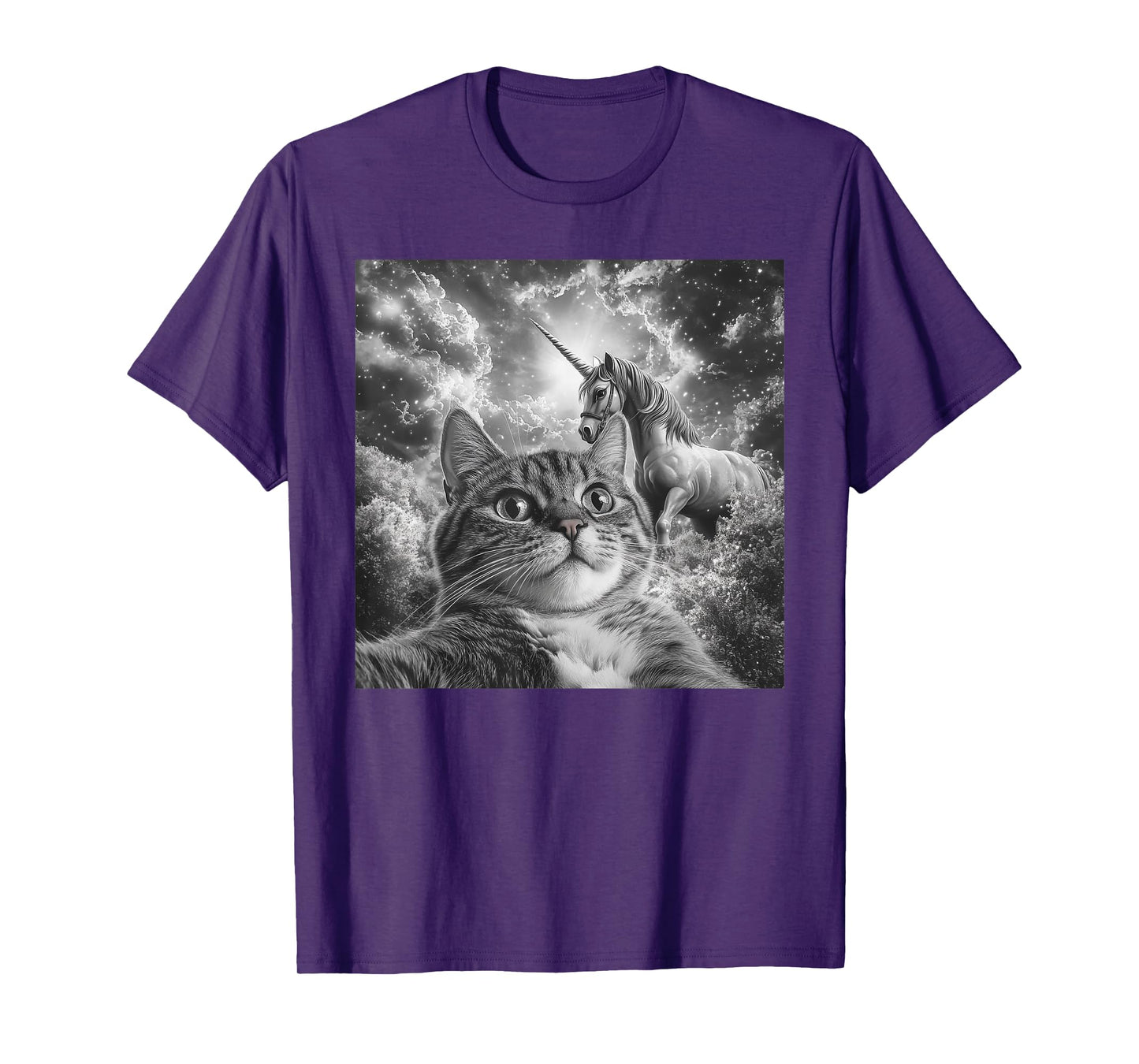 Cat Selfie With Unicorn Funny Cat Men Women Kids T-Shirt