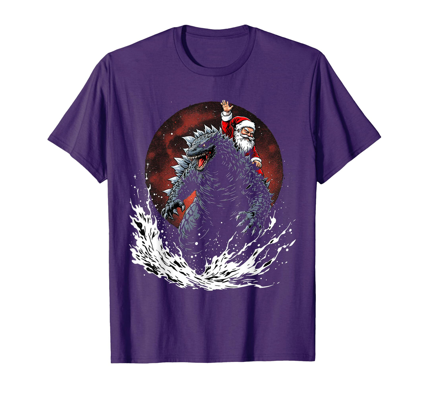 Santa Riding The Japanese Monster Kaiju for Christmas T-Shirt