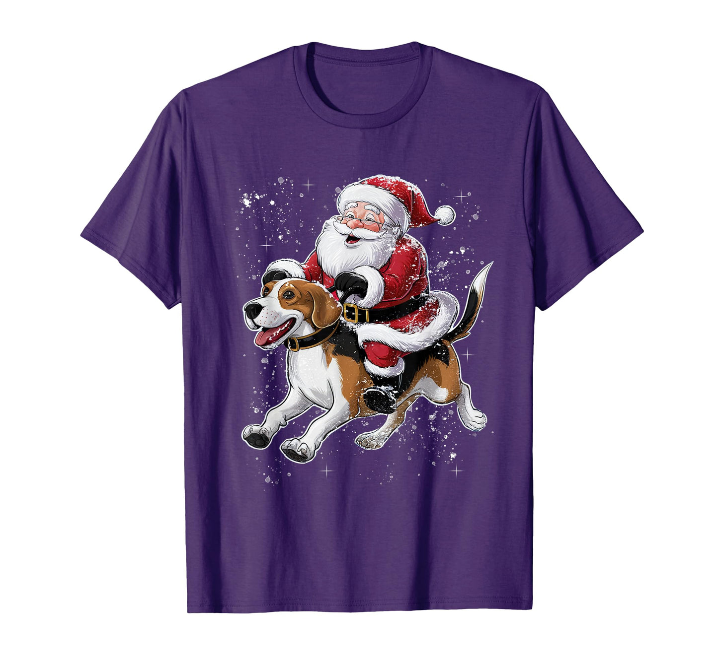 Funny Santa Claus Riding Beagle Dog Christmas T-Shirt for Men Women Kids