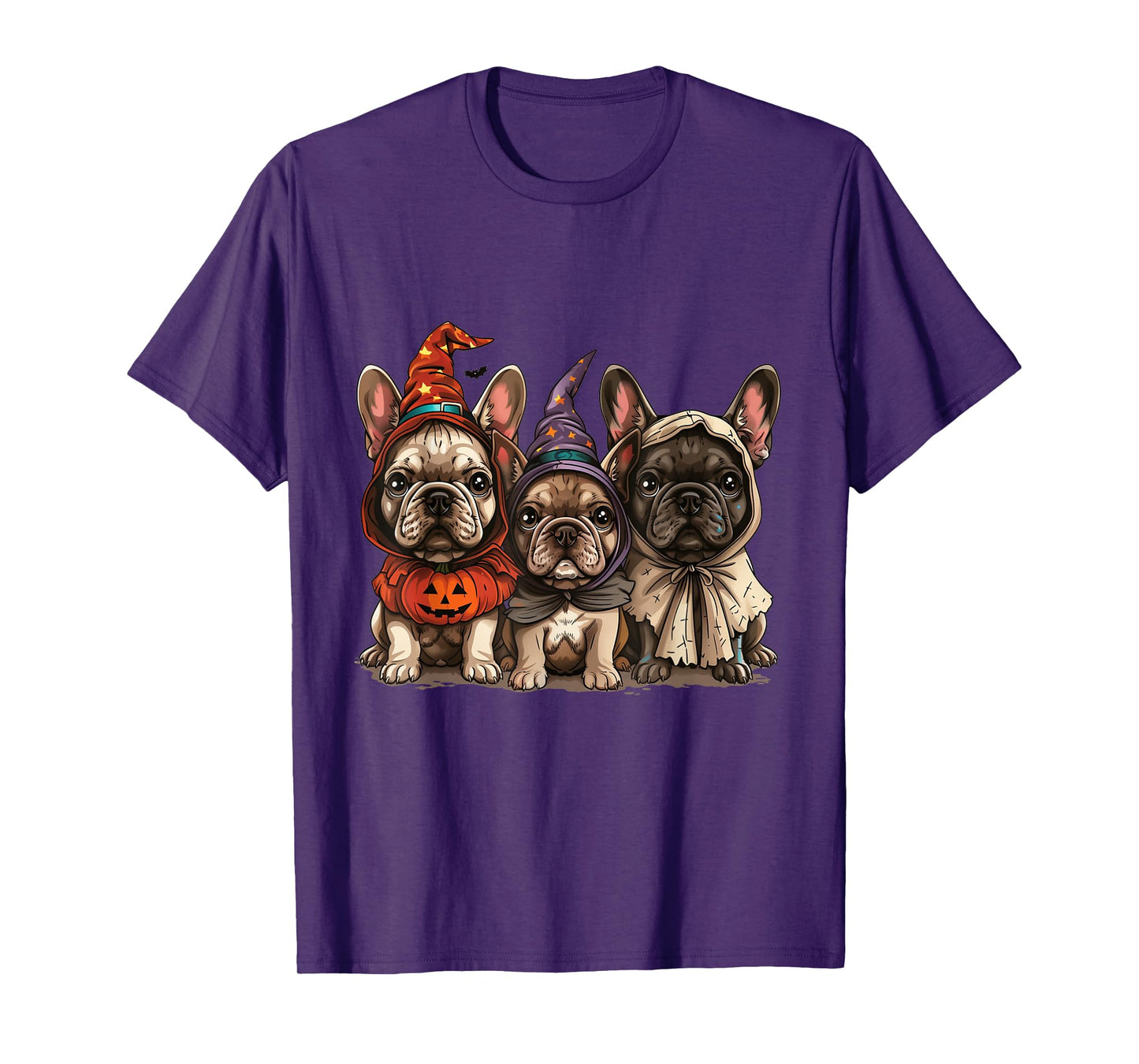 Cute French Bulldogs Halloween Pumpkin Frenchie Puppy Dogs T-Shirt