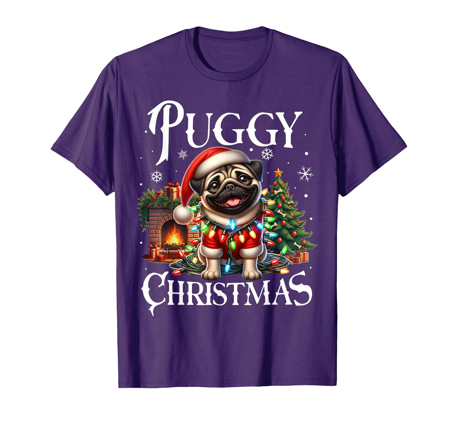 Puggy Christmas Pug Xmas Pug Santa Claus Pug T-Shirt