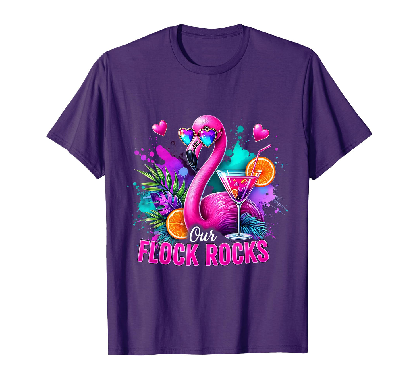 Our Flock Rocks Flamingo Summer Vacation Family Matching T-Shirt
