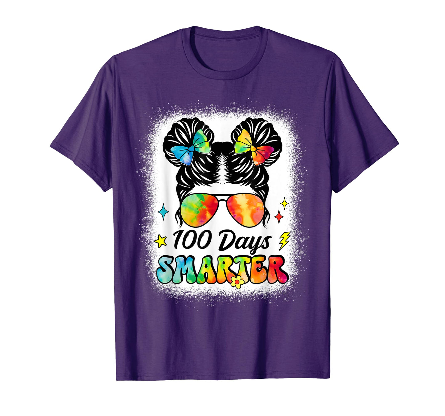 100 Days Smarter Messy Bun Girl 100th Day Of School Kids T-Shirt