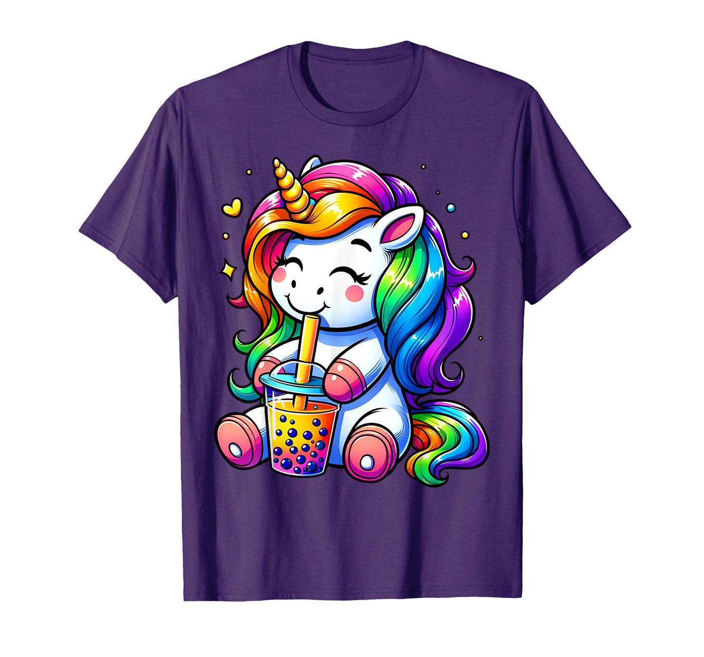 Unicorn Drinking Boba Tea Anime Cute Kawaii Funny Bubble Tea T-Shirt