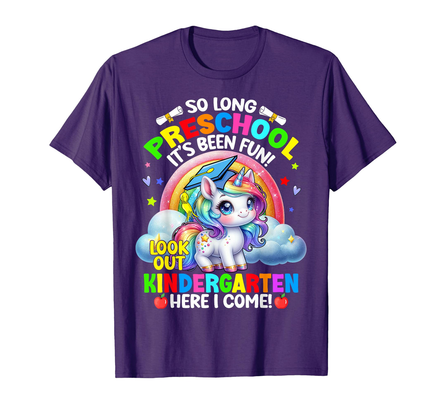 Preschool Graduation 2025 Unicorn Girl 1st Grade Here I Come T-Shirt