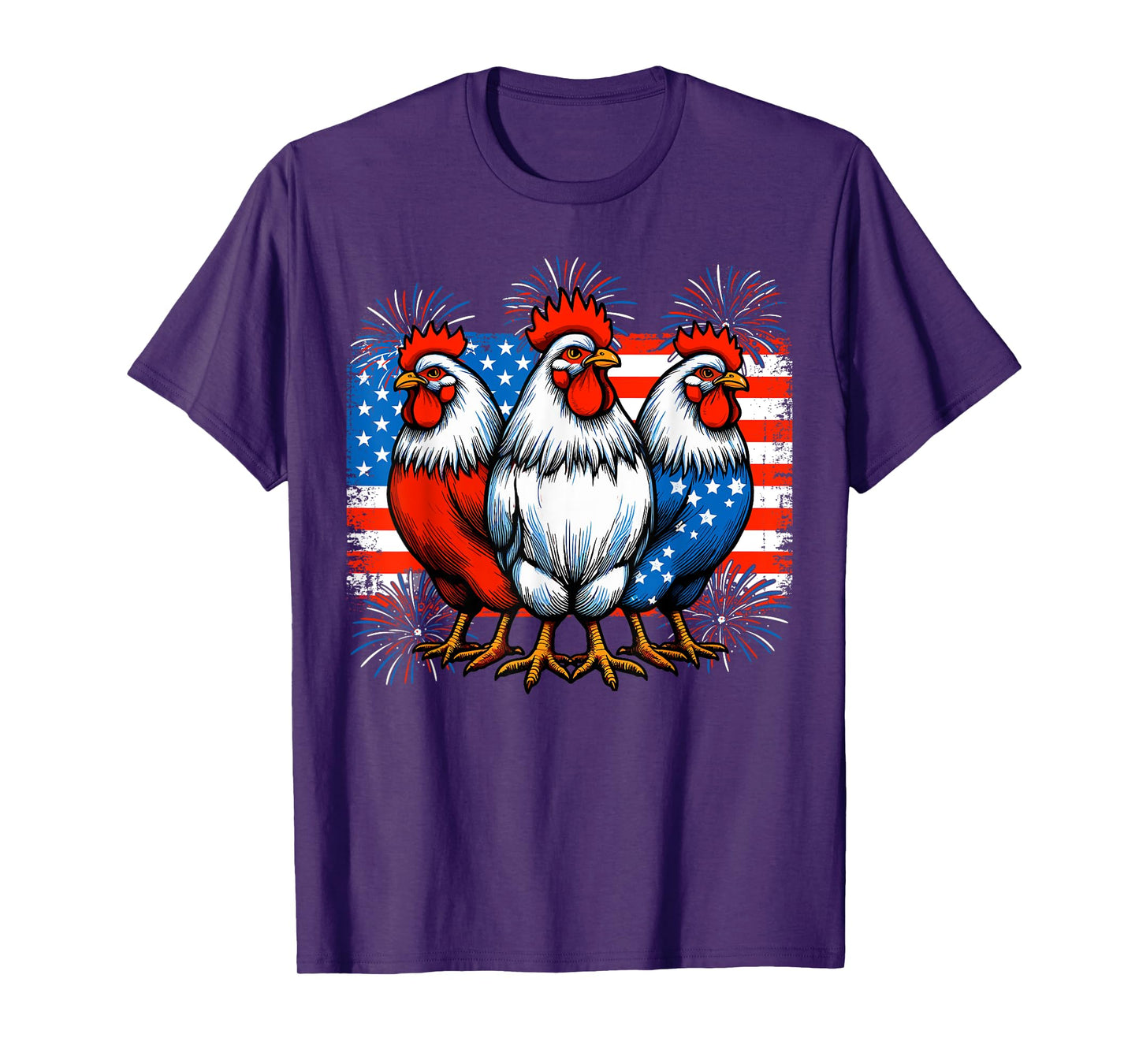 Funny 4th Of July Chickens Lover USA Flag Patriotic Chicken T-Shirt